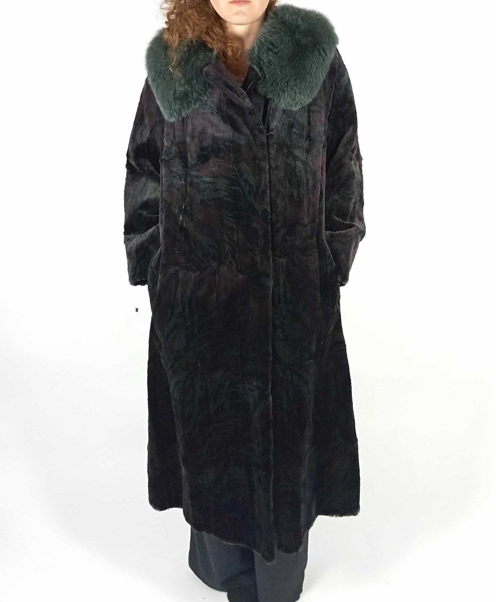DARK LEO PRINT SHEARED LAPIN FOX FUR COLLAR EU: XXL ; US: 24 - 9