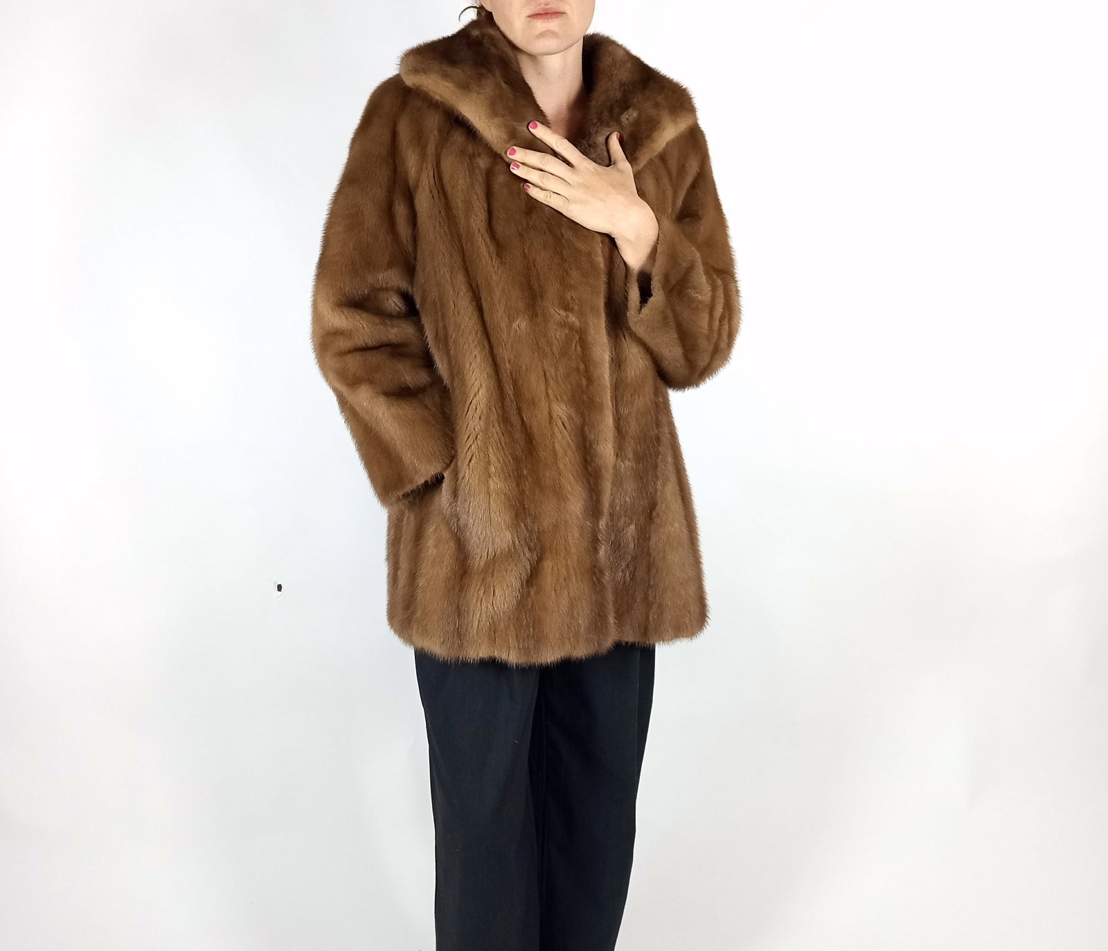 LIGHT BROWN MINK JACKET EU: L ; US: 16 - 9