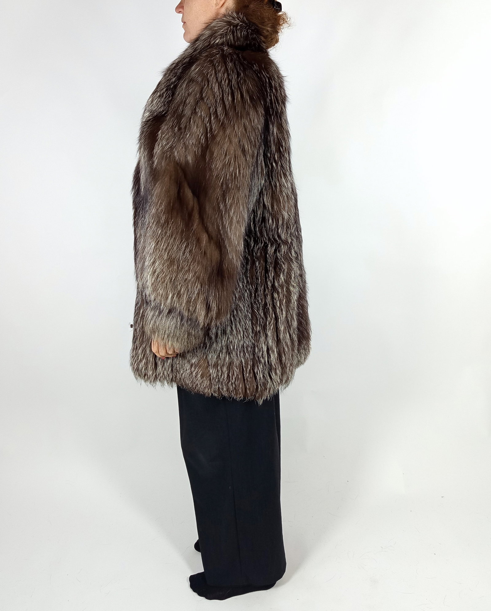 FLUFFY SILVER FOX FUR JACKET EU: L ; US: 16 - 3