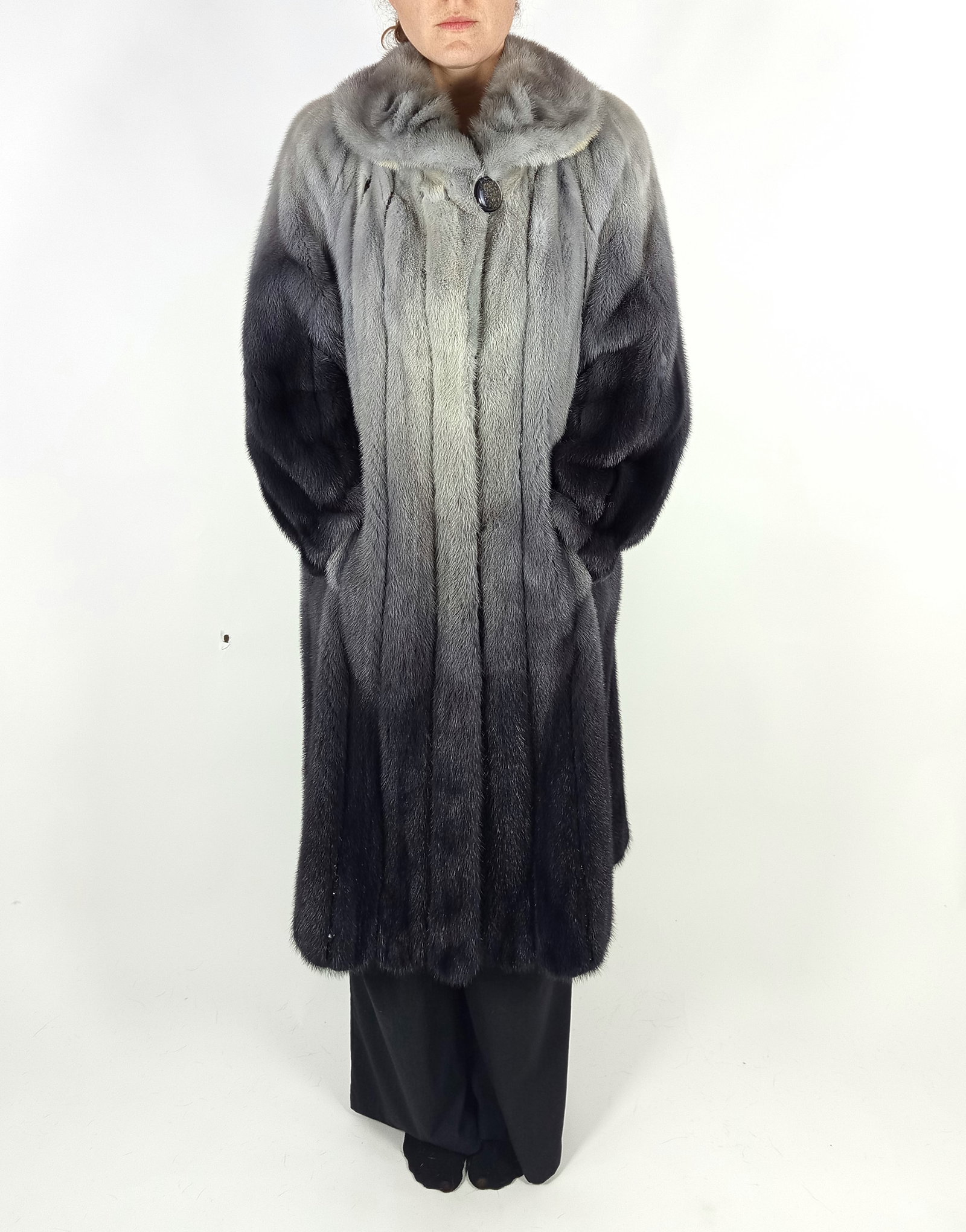 DEGRADE MINK FUR COAT SNAKE SKIN PANELS EU: L ; US: 16 - 10
