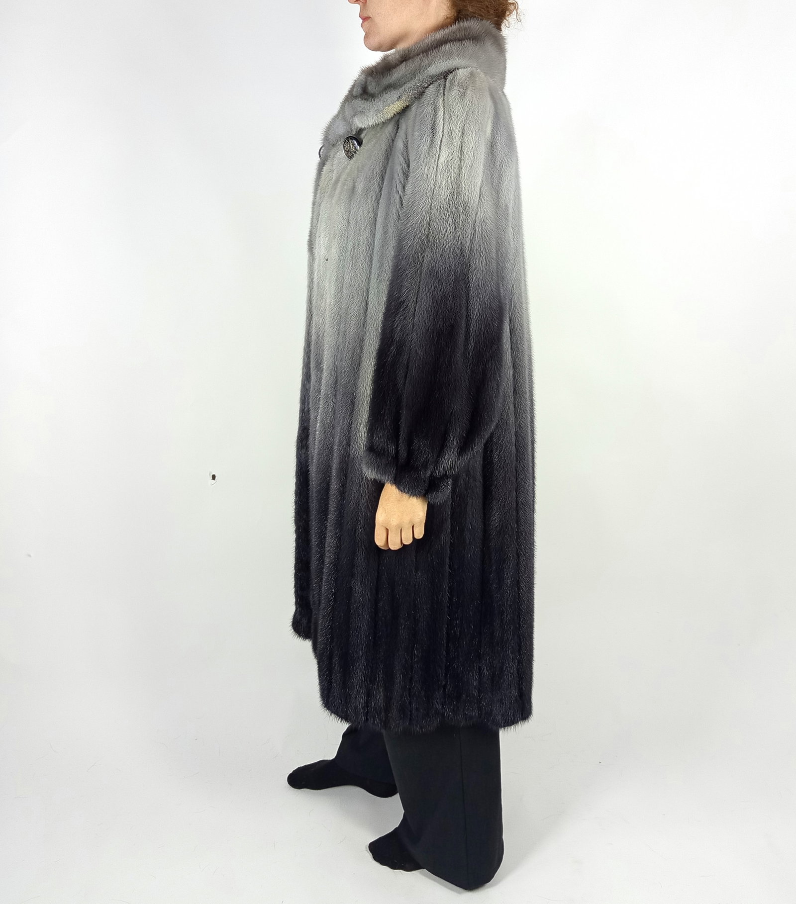 DEGRADE MINK FUR COAT SNAKE SKIN PANELS EU: L ; US: 16 - 3