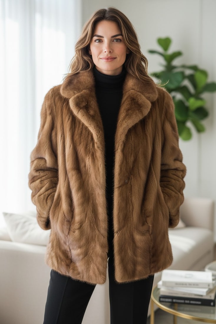 LIGHT BROWN MINK FUR JACKET EU: S ; US: 6 (1 of 12)