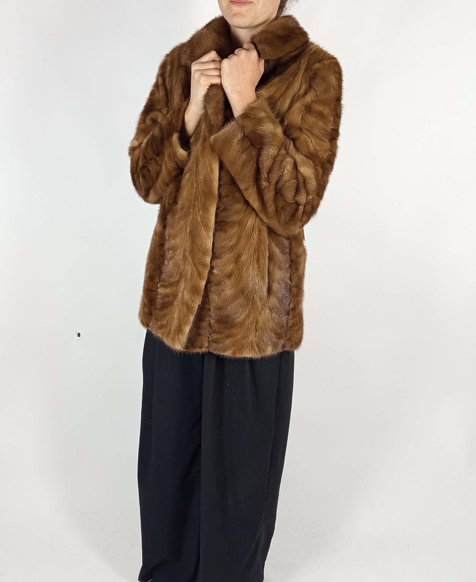 LIGHT BROWN MINK FUR JACKET EU: S ; US: 6 - 6