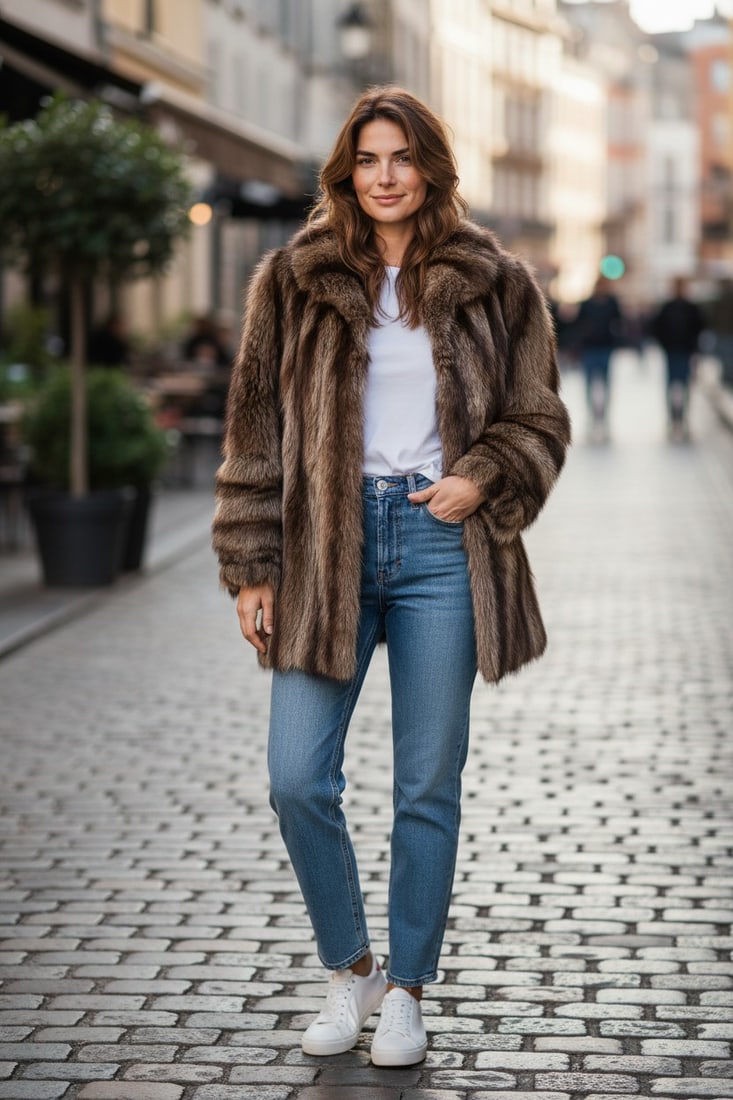RACCOON FUR JACKET EU: L ; US: 16: Title: RACCOON FUR JACKET EU: L ; US: 16 Dimensions: Approximate size- EU: L; US: 16 : Important details: Length: 78cm/30,71in -Shoulders width:46cm/18,11in -Sleeve Length:58cm/22,83in -Bust size ( pi