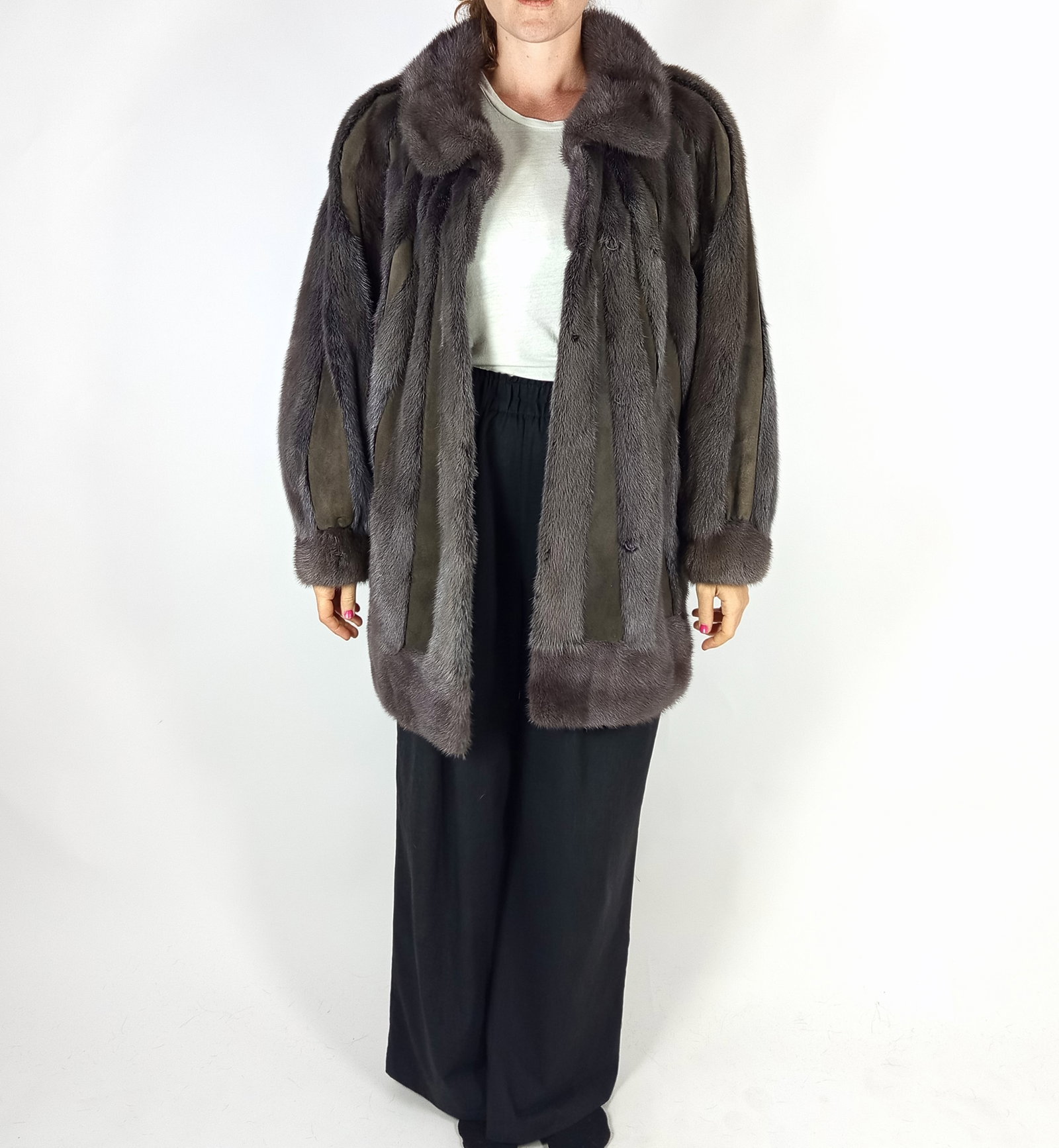 GREY MINK BOMBER JACKET EU: XXL ; US: 24 - 2