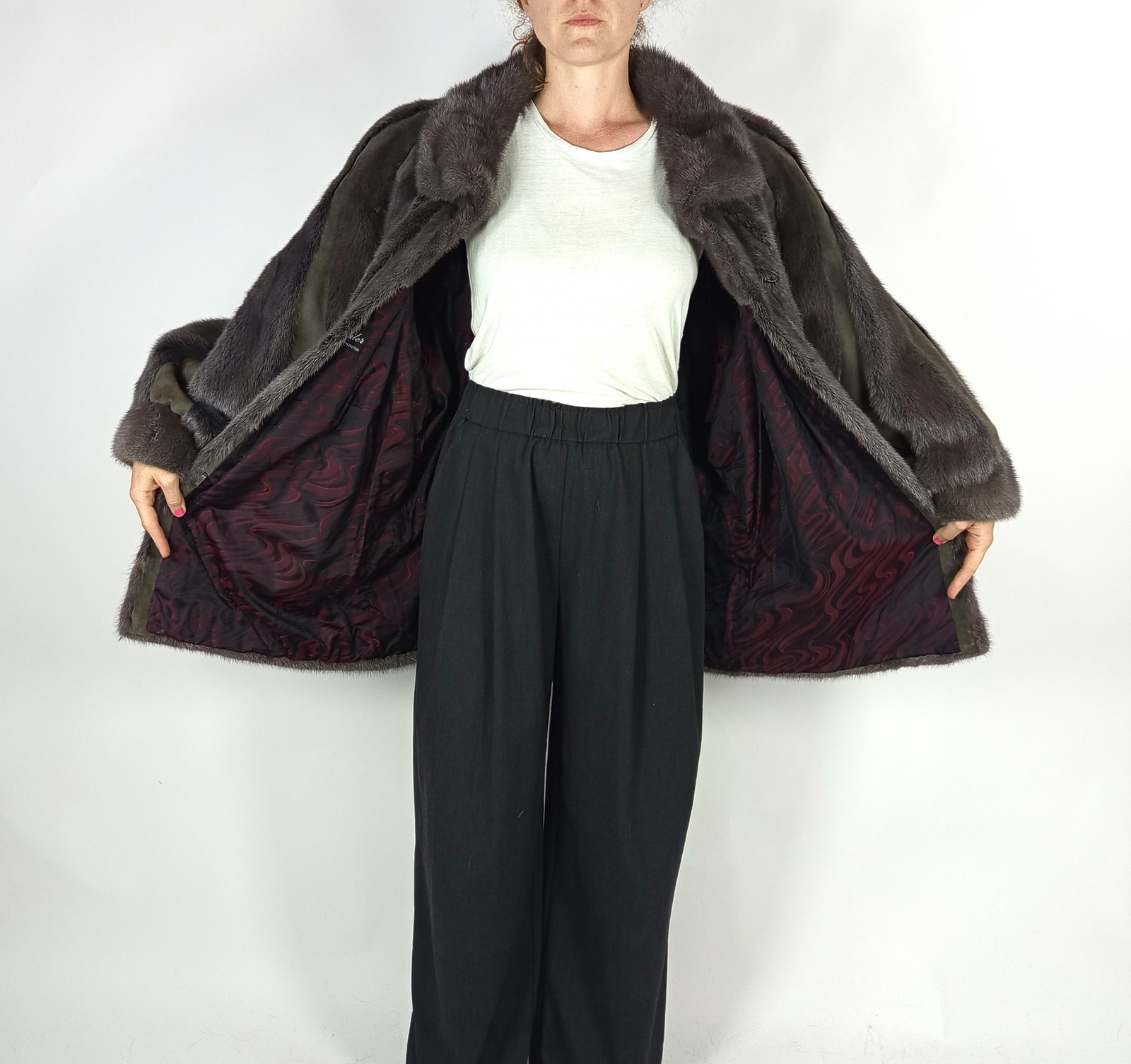 GREY MINK BOMBER JACKET EU: XXL ; US: 24 - 7