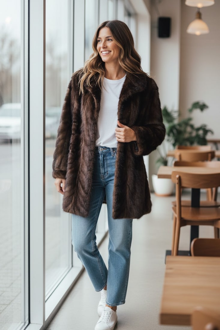 BROWN MINK FUR JACKET EU: XL ; US: 20: Title: BROWN MINK FUR JACKET EU: XL ; US: 20 Dimensions: Approximate size- EU: XL; US: 20 : Important details: Length: 85cm/33,46in -Shoulders width:45cm/17,72in -Sleeve Length:60cm/23,62in -Bust size