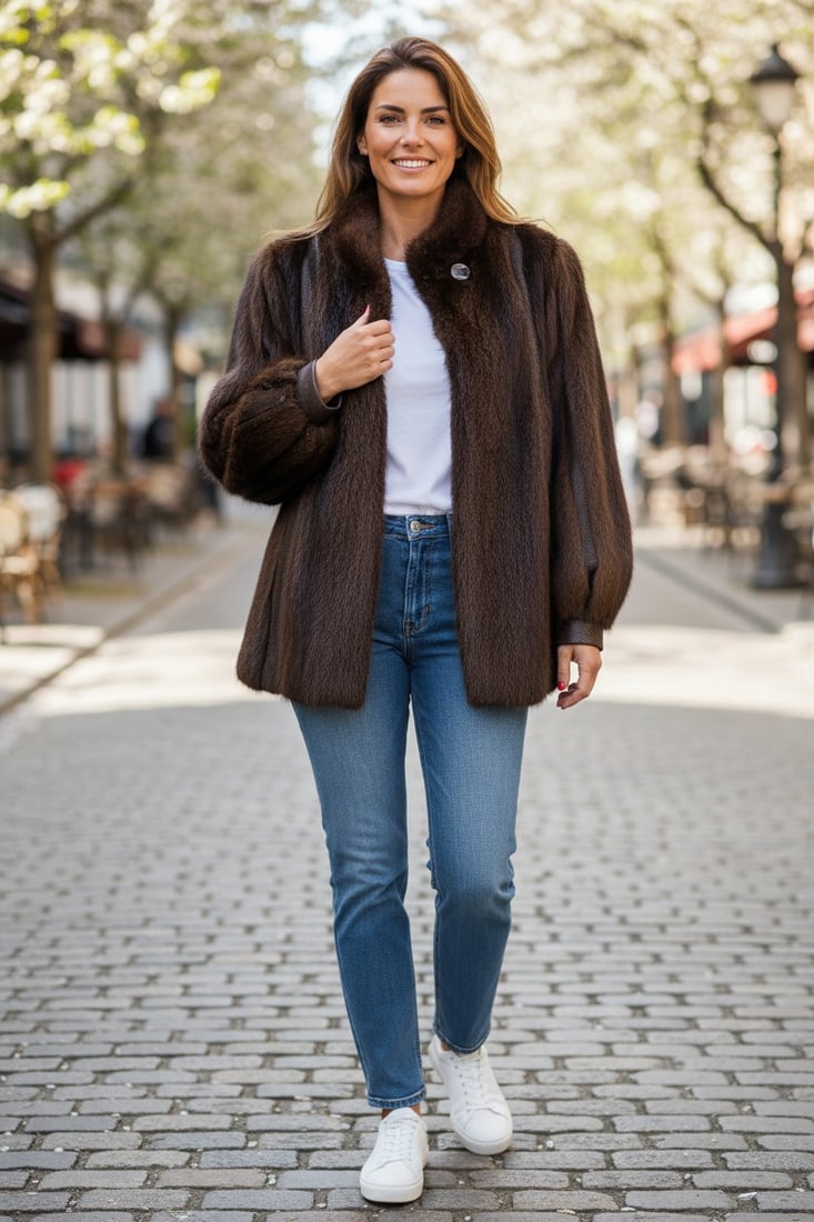 NUTRIA FUR JACKET EU: XL ; US: 20: Title: NUTRIA FUR JACKET EU: XL ; US: 20 Dimensions: Approximate size- EU: XL; US: 20 : Important details: Length: 75cm/29,53in -Shoulders width:45cm/17,72in -Sleeve Length:62cm/24,41in -Bust size ( p