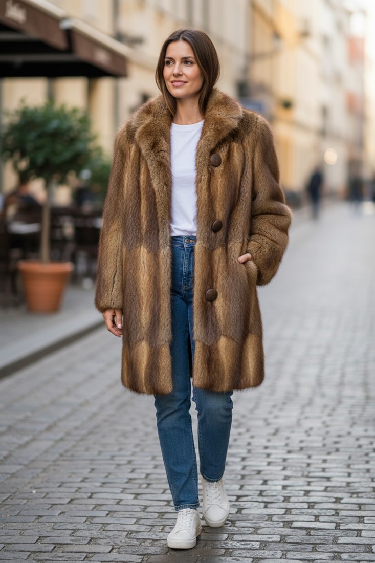 BISAM FUR JACKET EU: XL ; US: 18 (1 of 10)