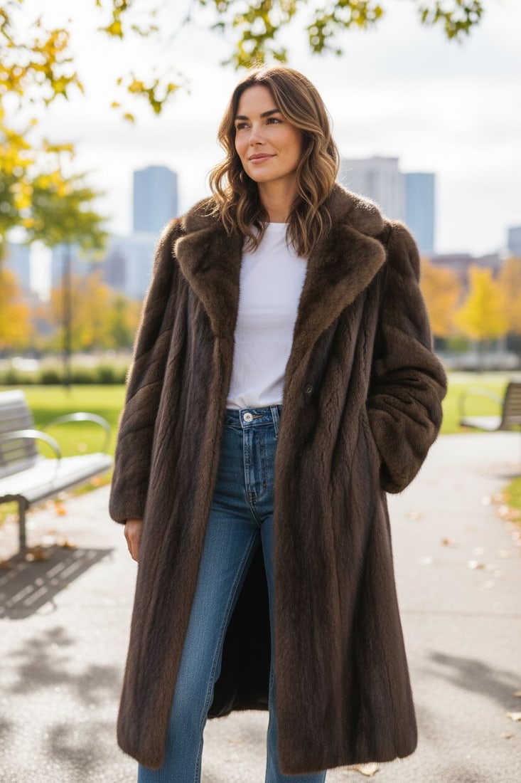 NUTRIA FUR COAT EU: L ; US: 16: Title: NUTRIA FUR COAT EU: L ; US: 16 Dimensions: Approximate size- EU: L; US: 16 : Important details: Length: 125cm/49,21in -Shoulders width:45cm/17,72in -Sleeve Length:65cm/25,59in -Bust size ( pit 