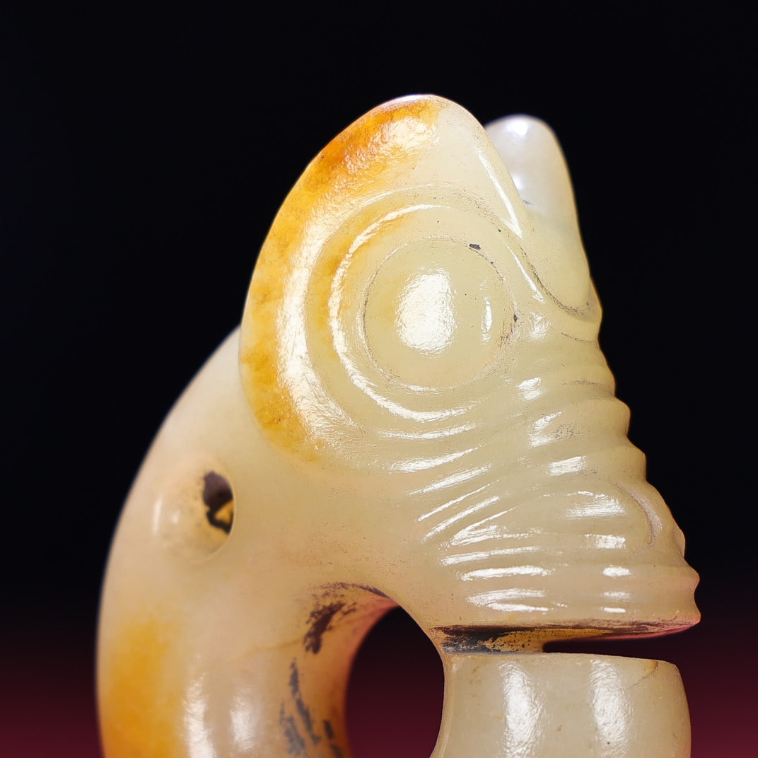 Old Hetian Jade Dragon Pendant - 3
