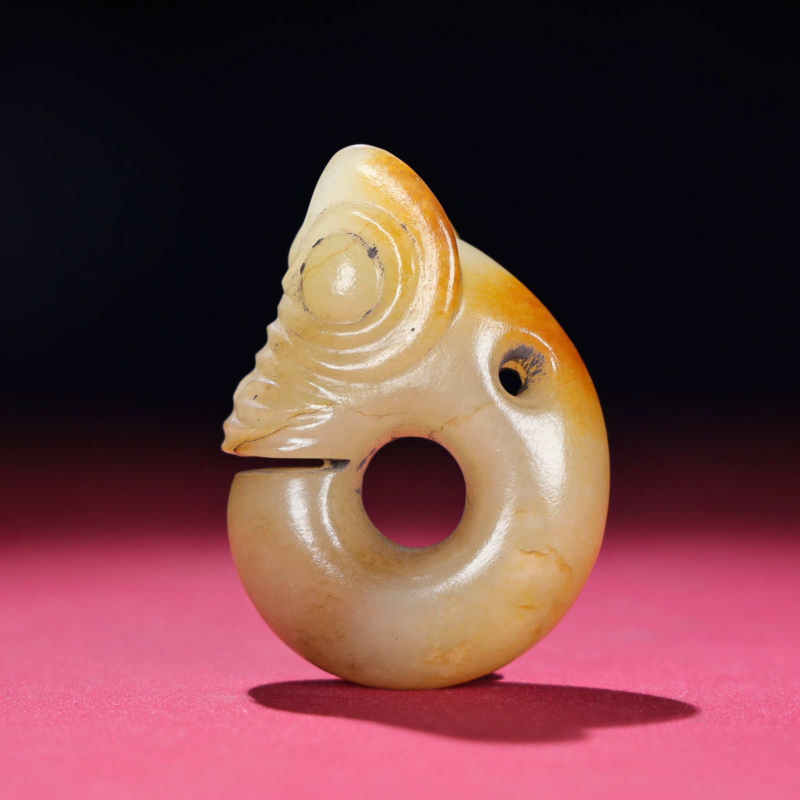 Old Hetian Jade Dragon Pendant - 4