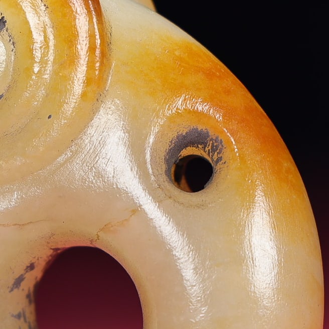 Old Hetian Jade Dragon Pendant - 5