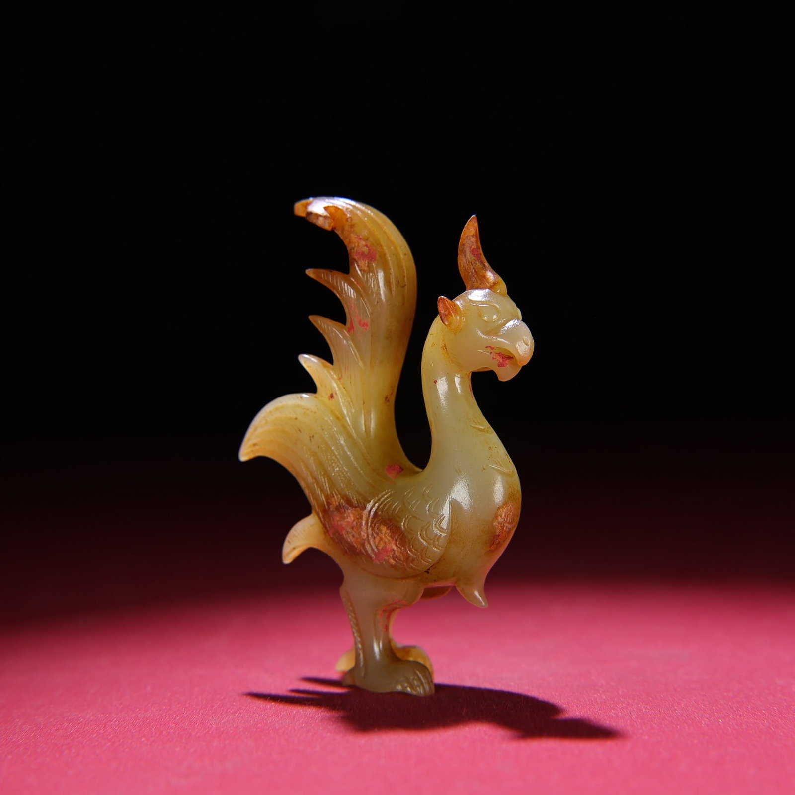 Old Hetian Jade Phoenix Bird Statue: Title: Old Hetian Jade Dragon Pendant Date/Period: After1902 Origin: Chinese Dimension: 59x80x25(mm) 2.32x3.15x0.98(inches) Weight 0.35 lbs/157g Materials: Hetian Jade Reserve: $558.00 Shipping: Domes