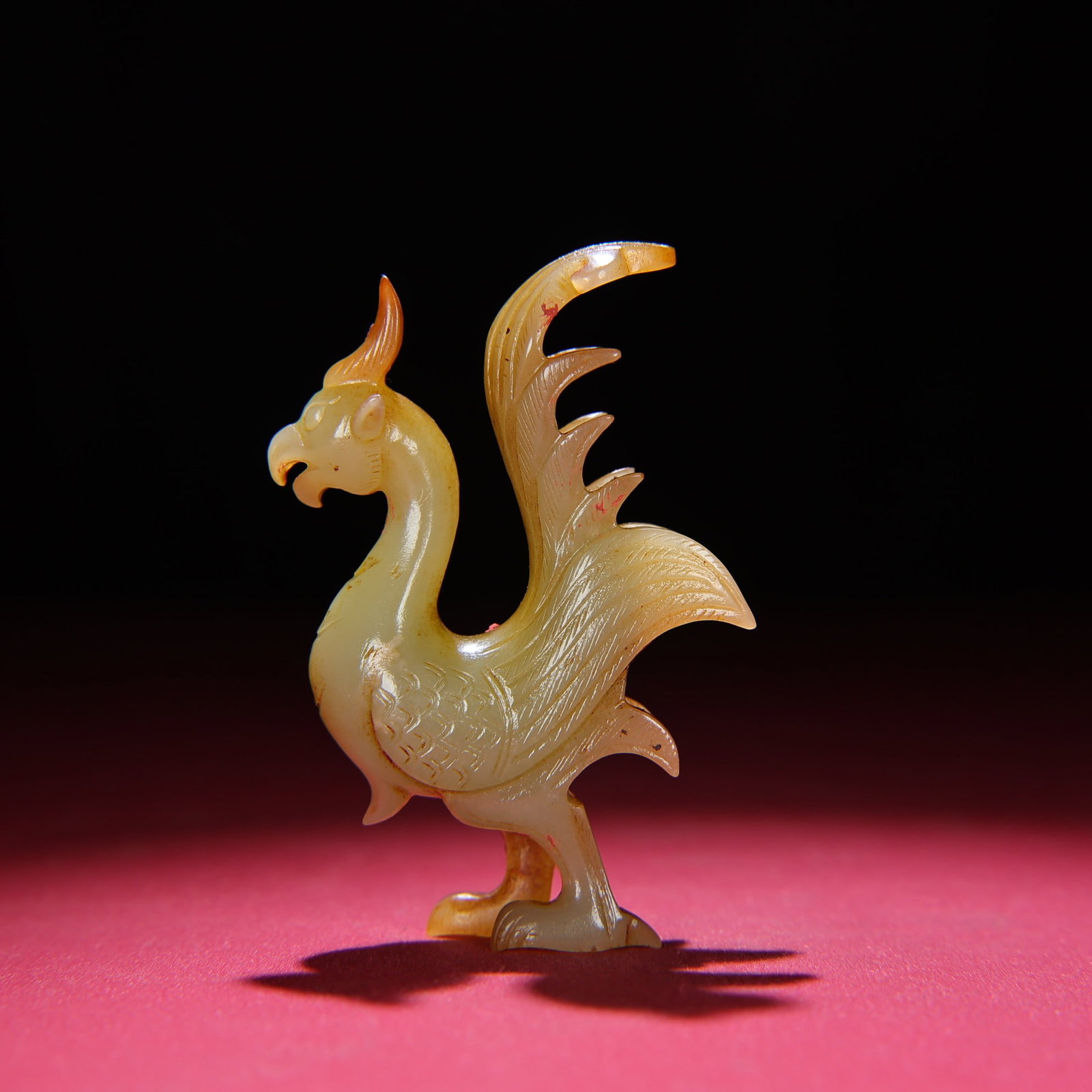 Old Hetian Jade Phoenix Bird Statue - 4
