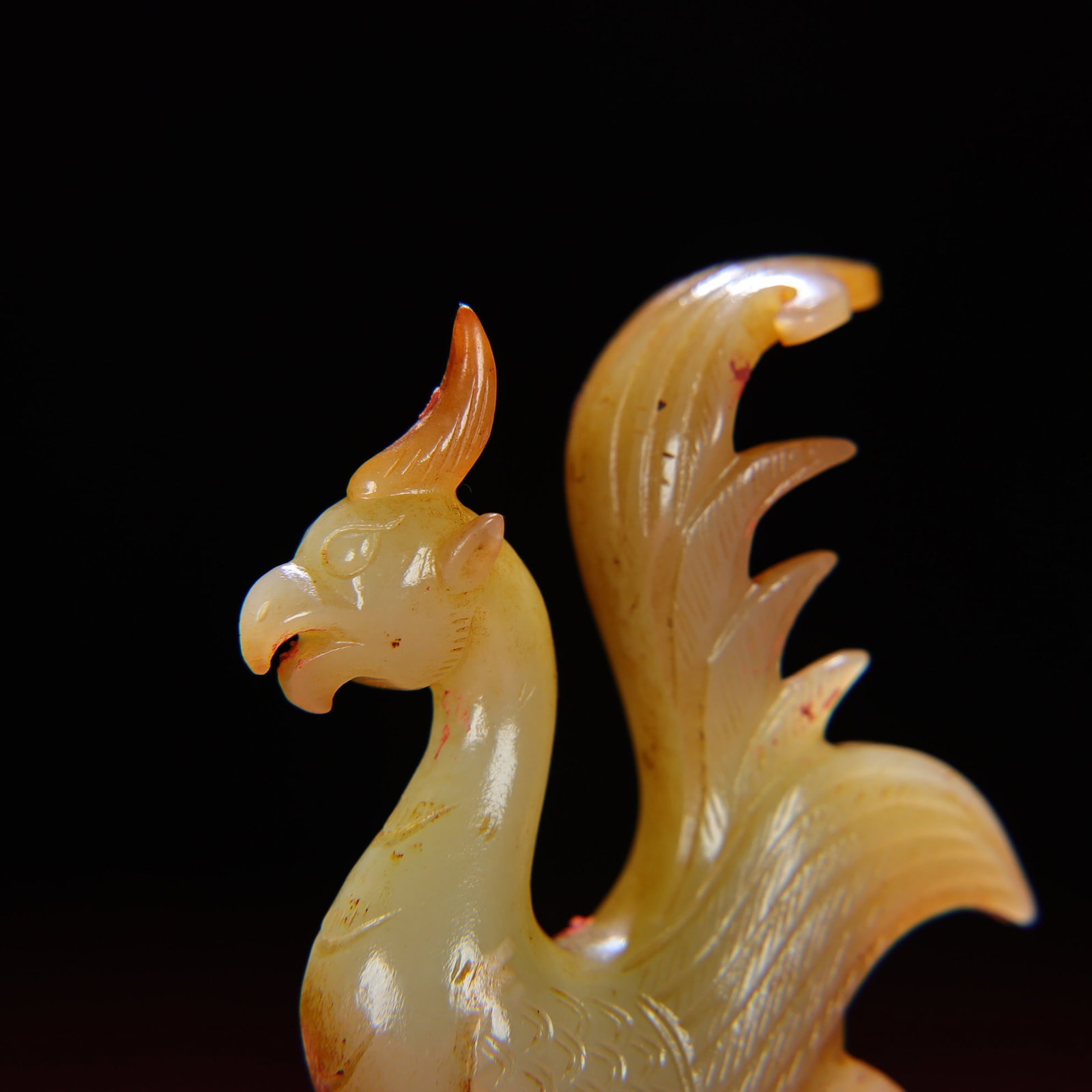 Old Hetian Jade Phoenix Bird Statue - 5