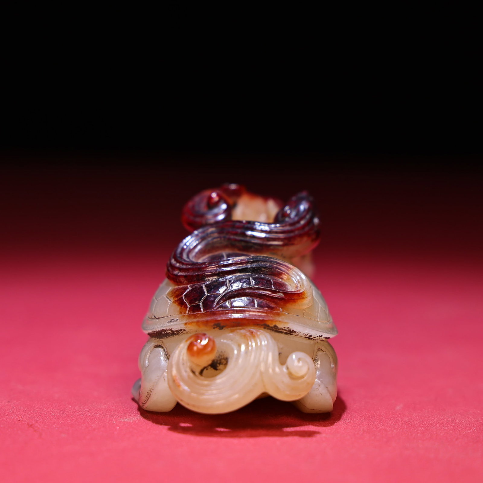 Old Hetian Jade Hand Carved Dragon Turtle Statue - 4