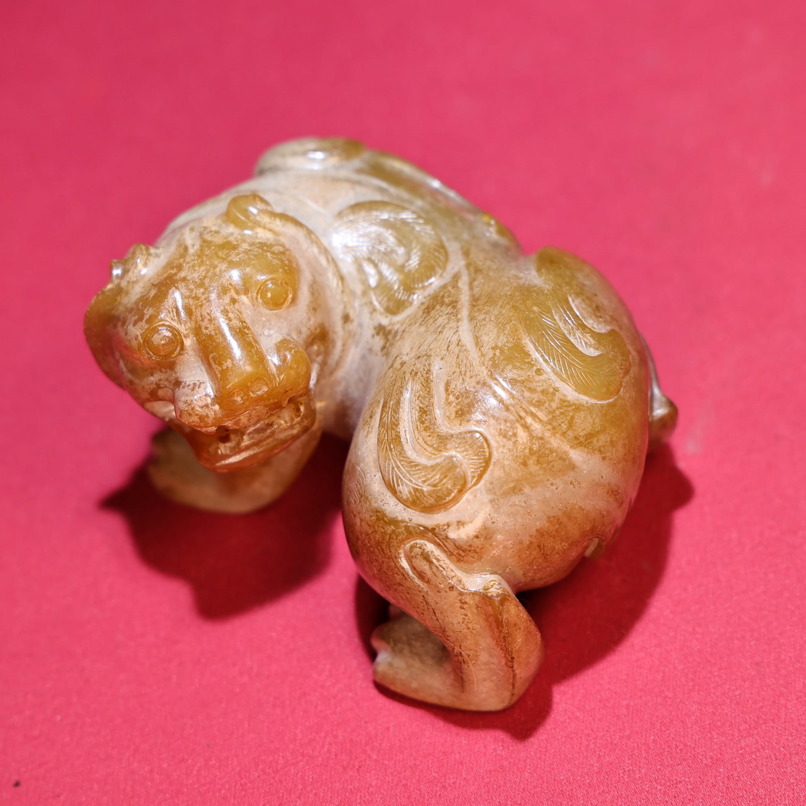 Old Hetian Jade Lucky Beast Statue - 3