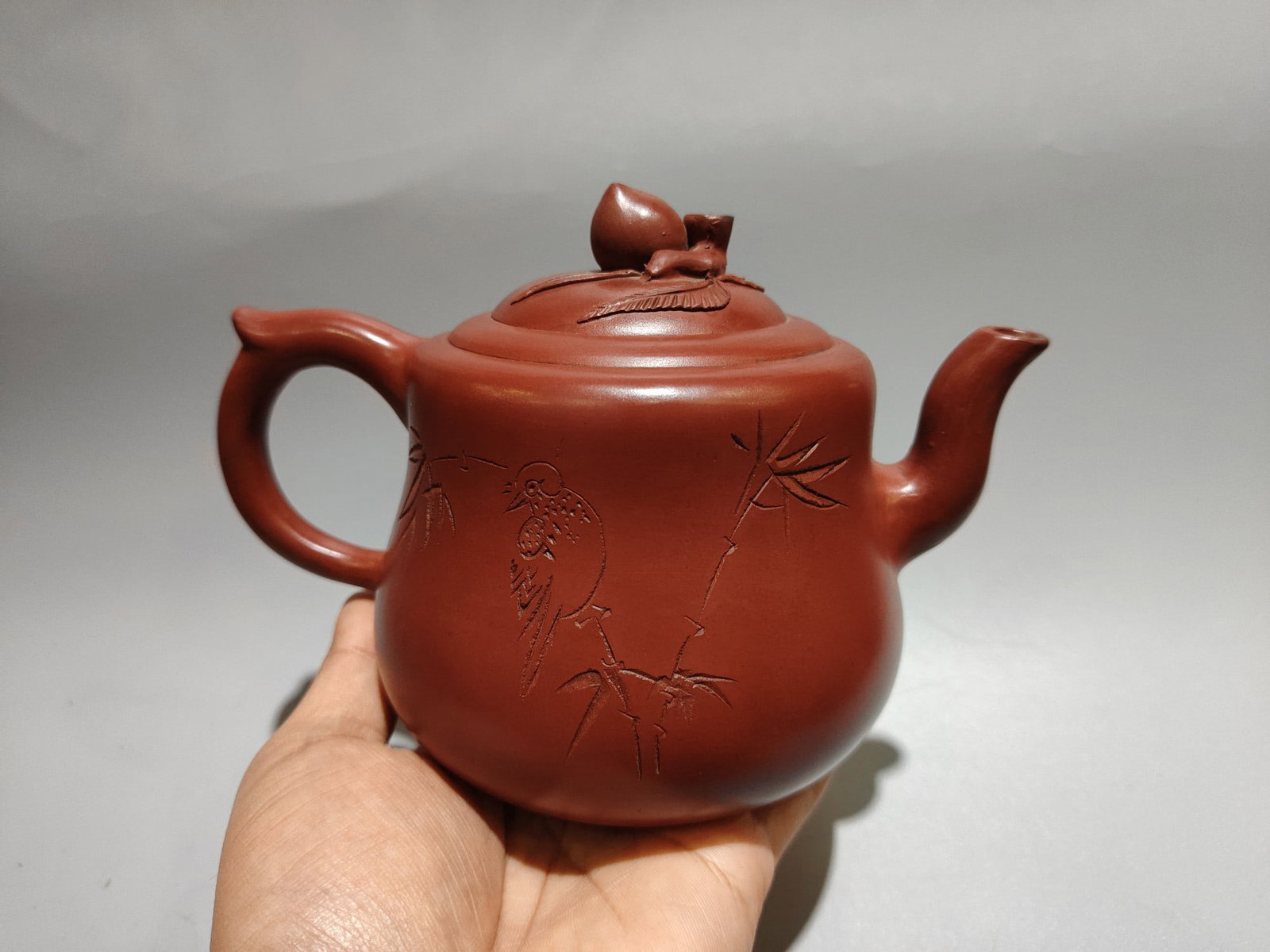Chinese Yixing Zisha Clay Peach Teapot - 4