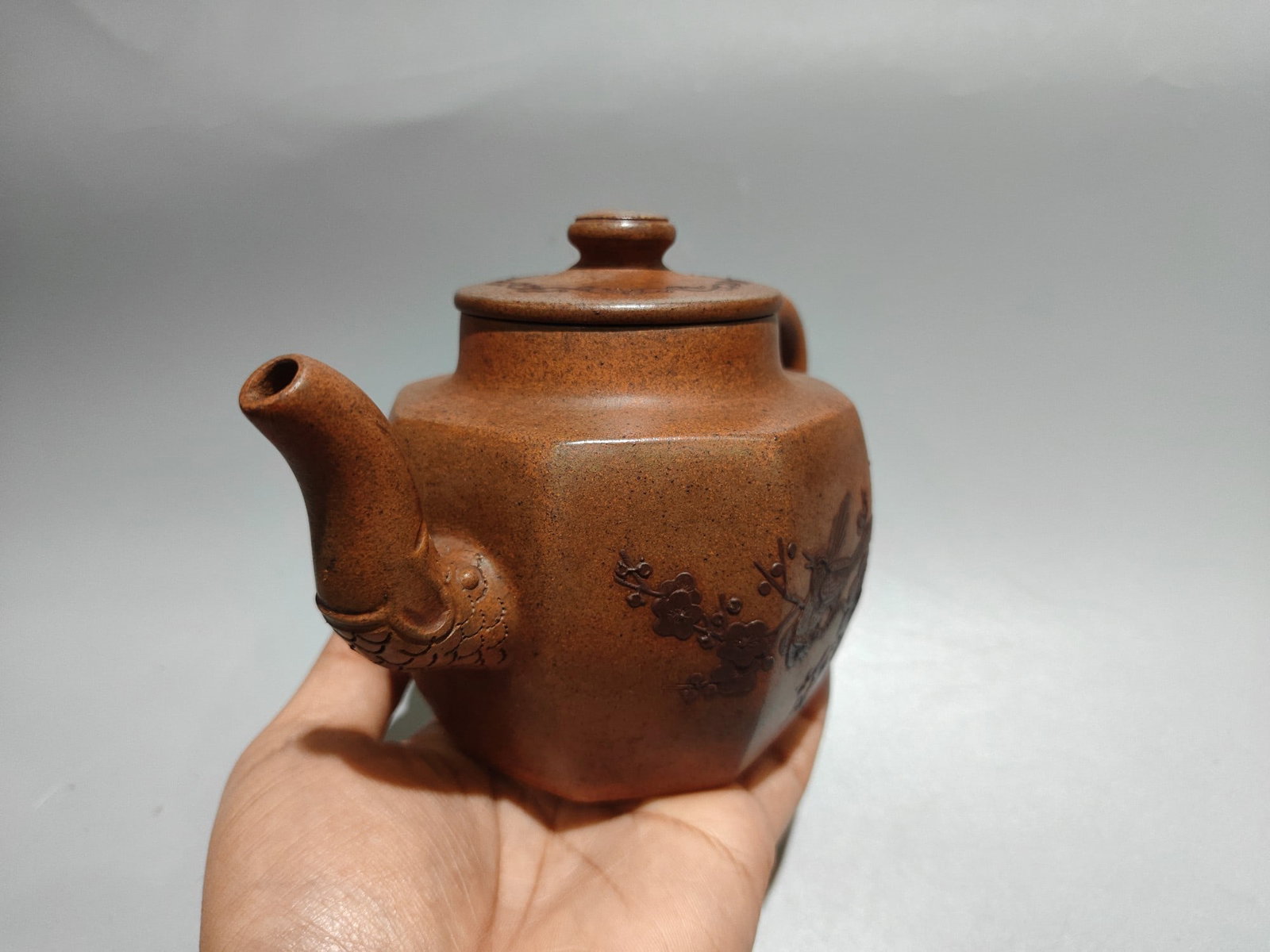 Chinese Yixing Zisha Clay Flower Bird Teapot - 2