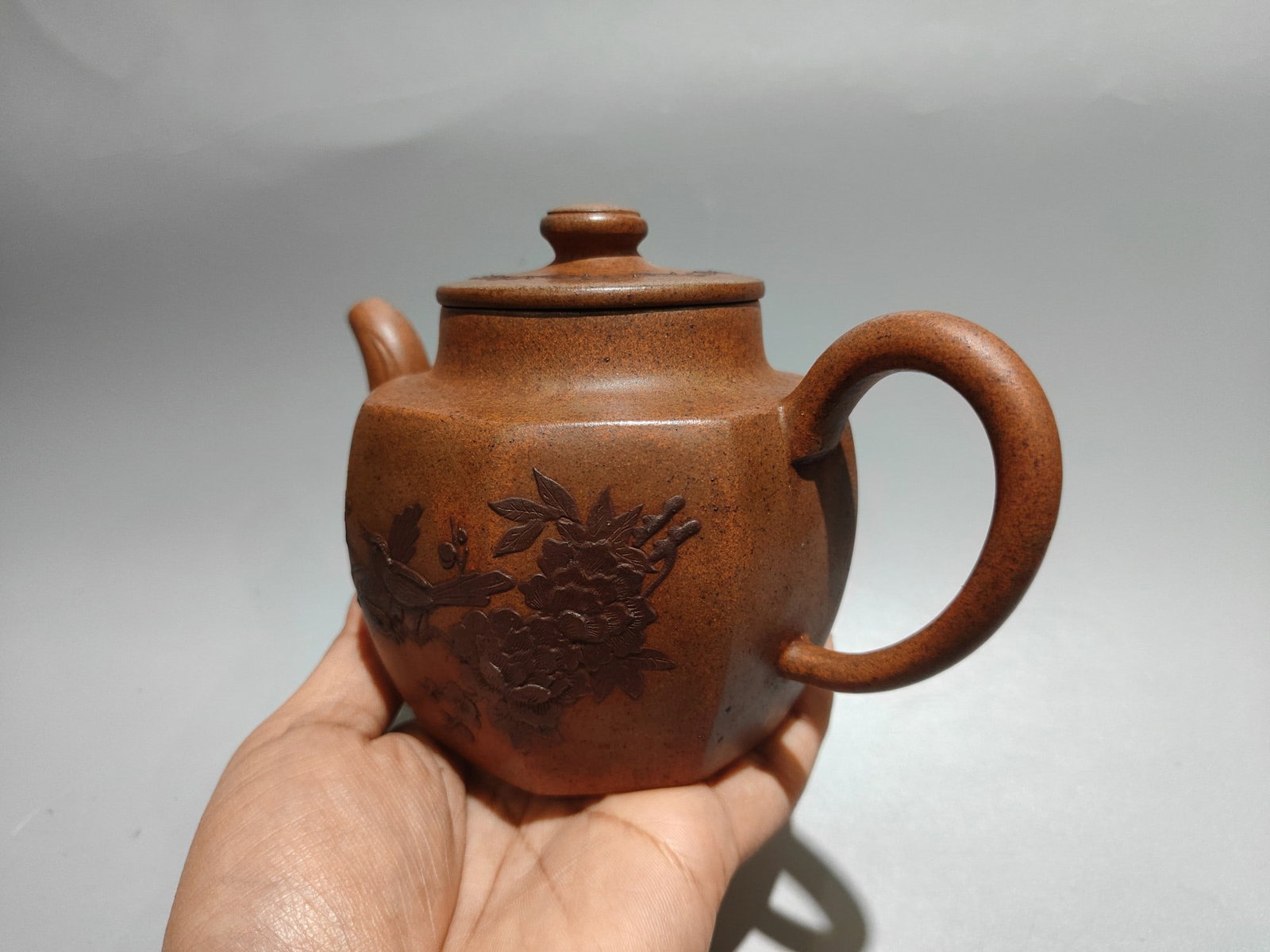 Chinese Yixing Zisha Clay Flower Bird Teapot - 3