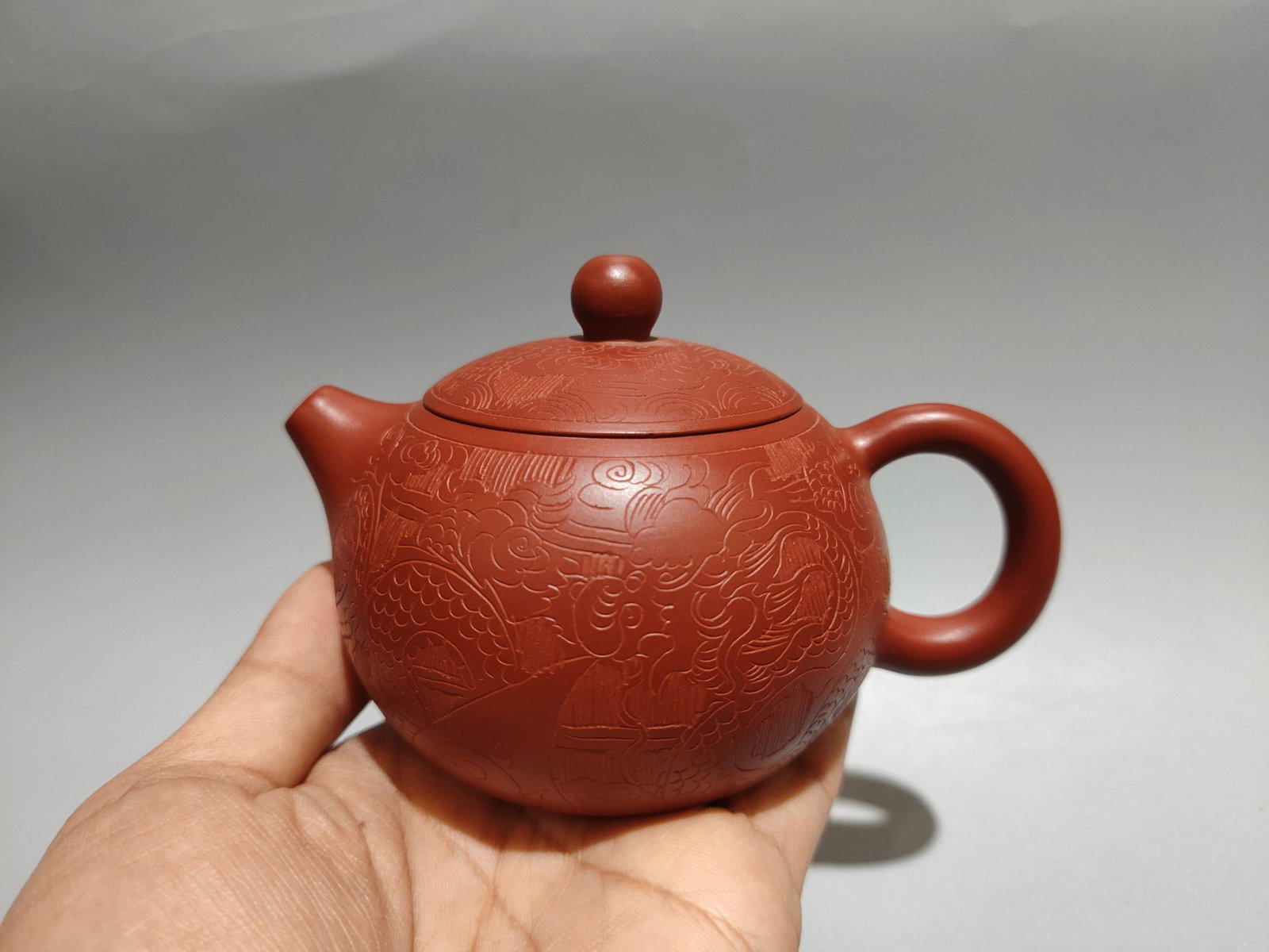 Chinese Yixing Zisha Clay Teapot: Title: Old Hetian Jade Dragon Pendant Date/Period: After1915 Origin: Chinese Dimension: 59x80x25(mm) 2.32x3.15x0.98(inches) Weight 0.35 lbs/157g Materials: Hetian Jade Reserve: $199.00 Shipping: Domes