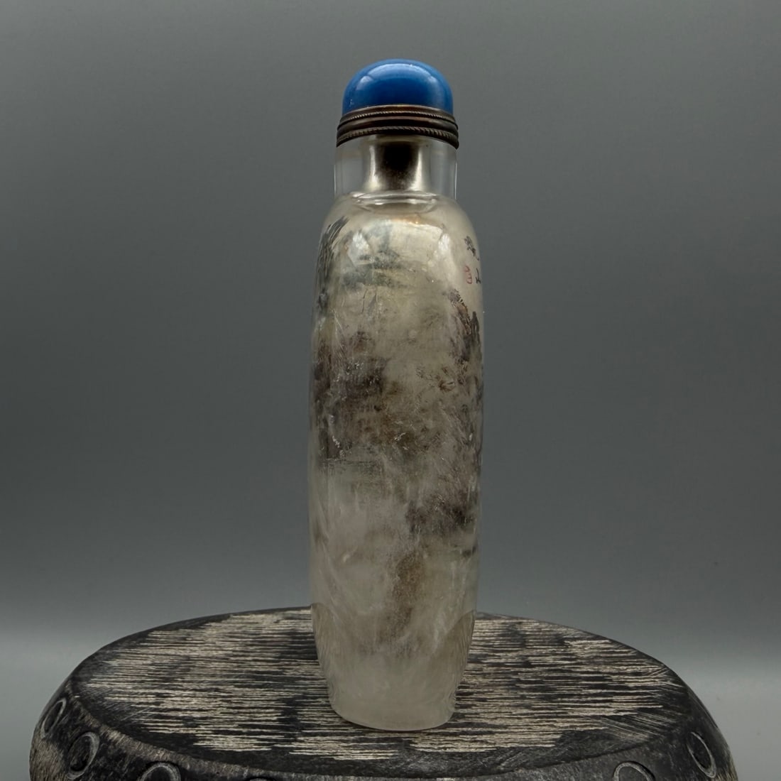 Vintage Crystal Inside Painting Mountain River Scene Design Snuff Bottle w Stopper - 7