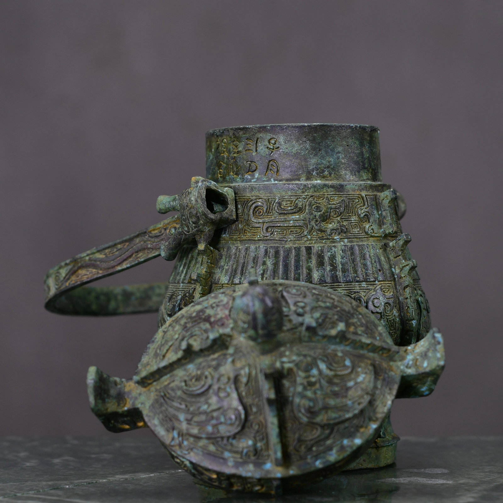 Vintage Bronze Handle Bottle - 2