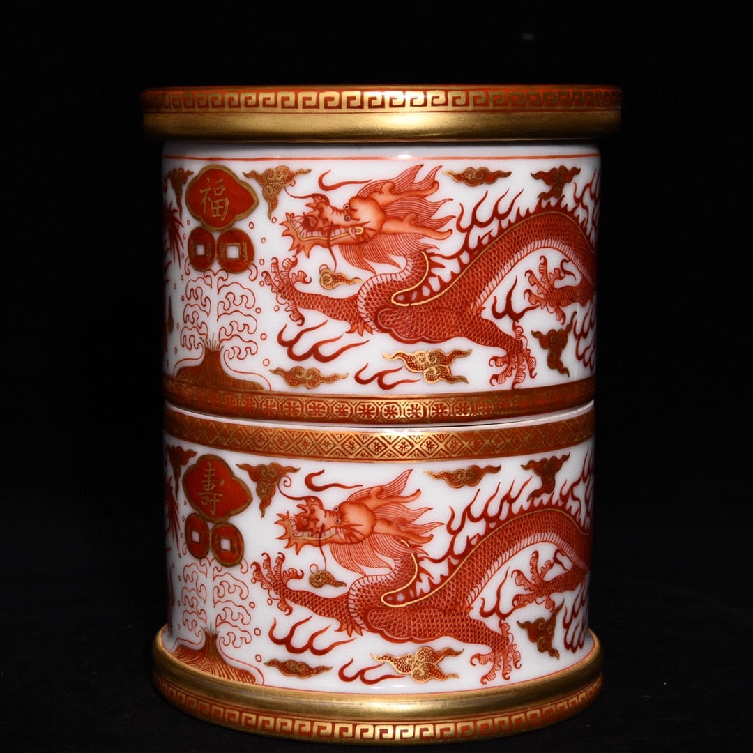 Gilt Gold Iron Red Glaze Dragon Design Turn Heart Porcelain Brush Pot: Title: Old Hetian Jade Dragon Pendant Date/Period: After1922 Origin: Chinese Dimension: 59x80x25(mm) 2.32x3.15x0.98(inches) Weight 0.35 lbs/157g Materials: Hetian Jade Reserve: $999.00 Shipping: Domes
