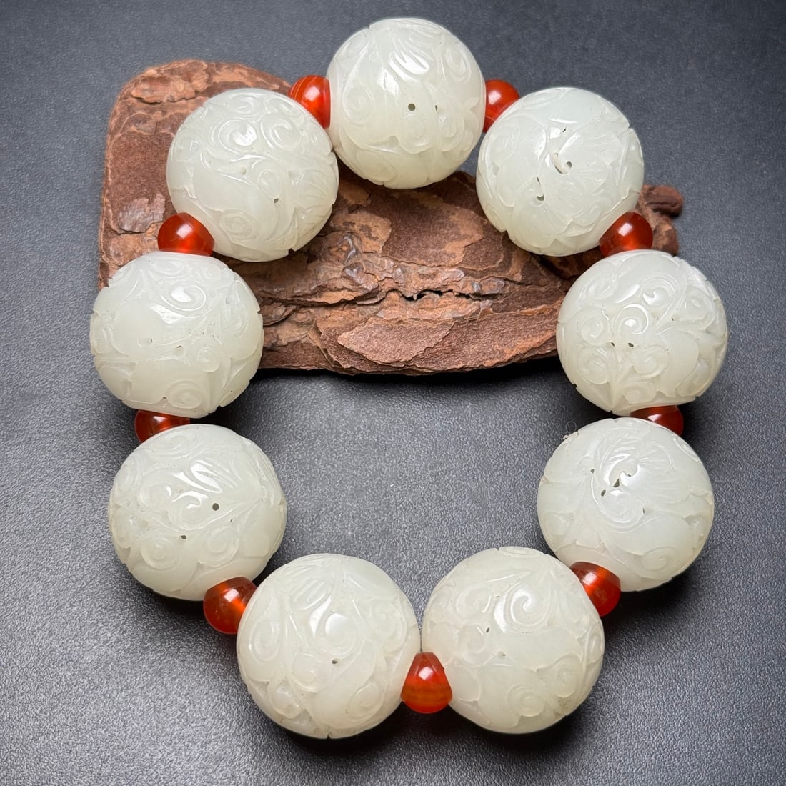Openwork Hetian Jade Beads Bracelet - 2