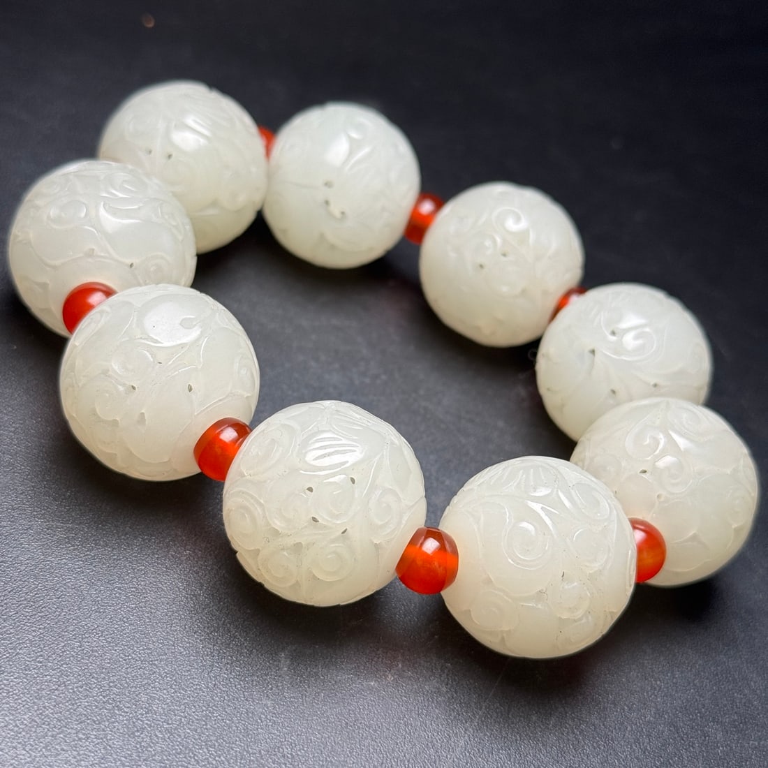 Openwork Hetian Jade Beads Bracelet - 4