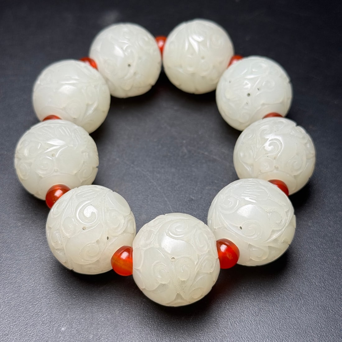 Openwork Hetian Jade Beads Bracelet - 5