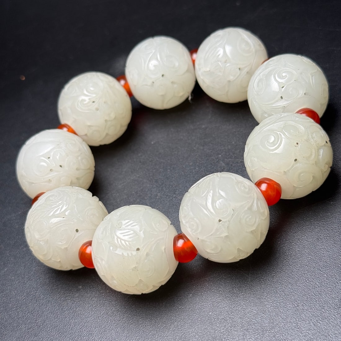 Openwork Hetian Jade Beads Bracelet - 6