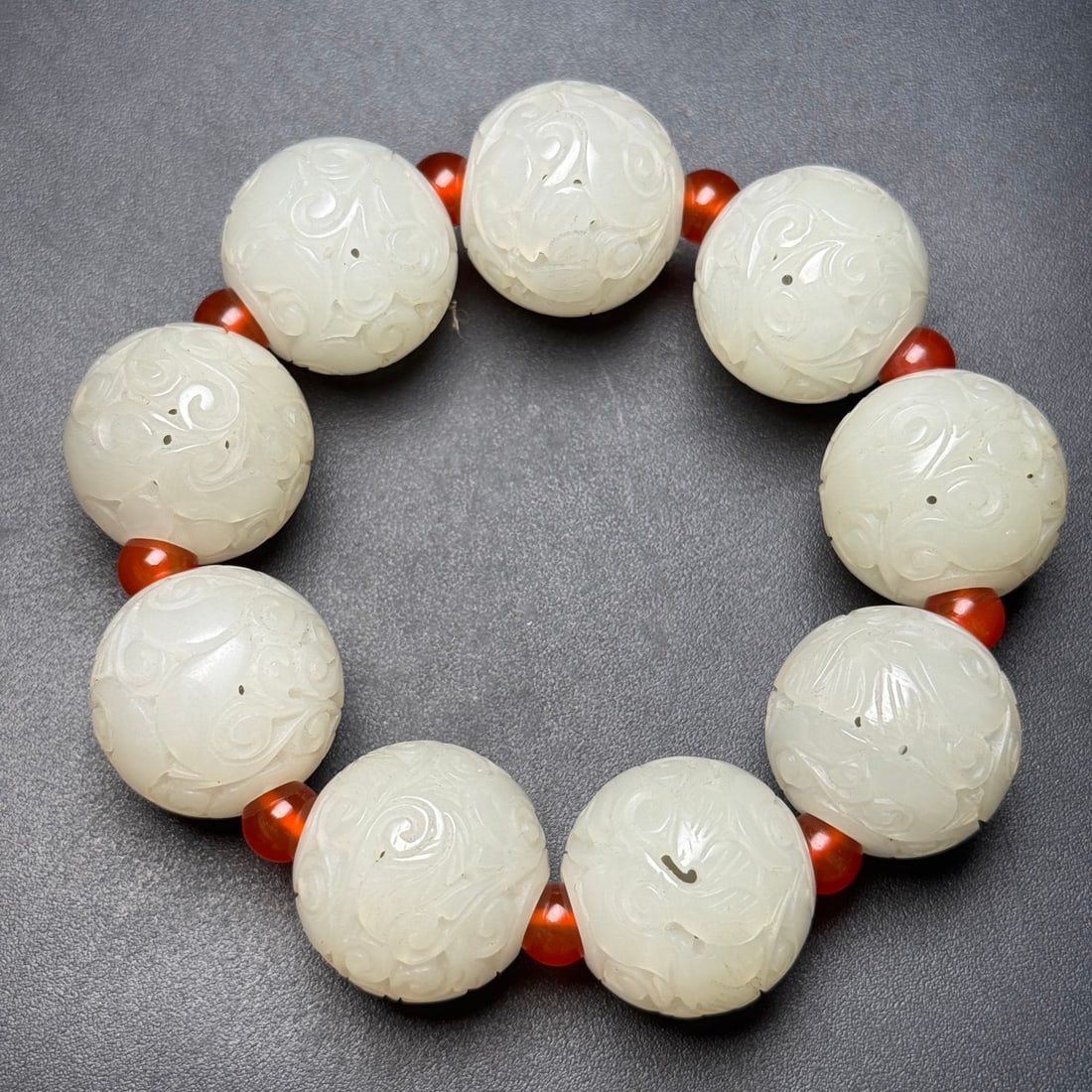Openwork Hetian Jade Beads Bracelet - 7