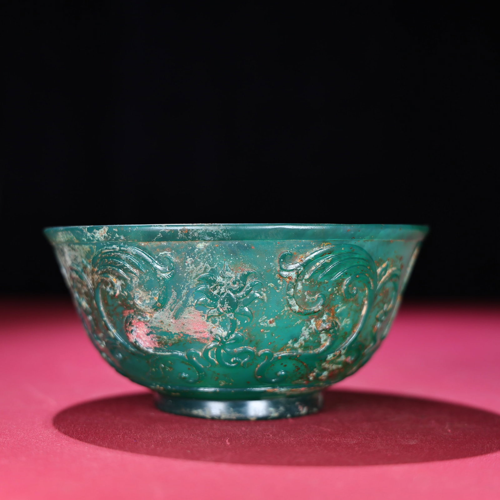 Vintage Green Agate Hand Carved Budhha Bowl - 3