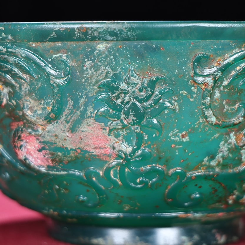 Vintage Green Agate Hand Carved Budhha Bowl - 7