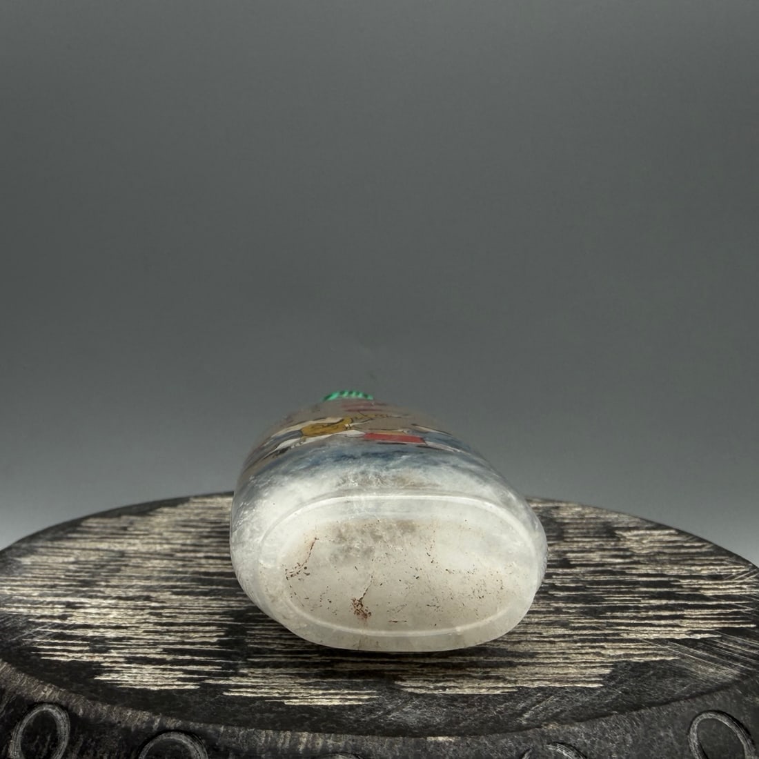 Old Crystal Inside Painting Kids Design Snuff Bottle w Stopper - 9