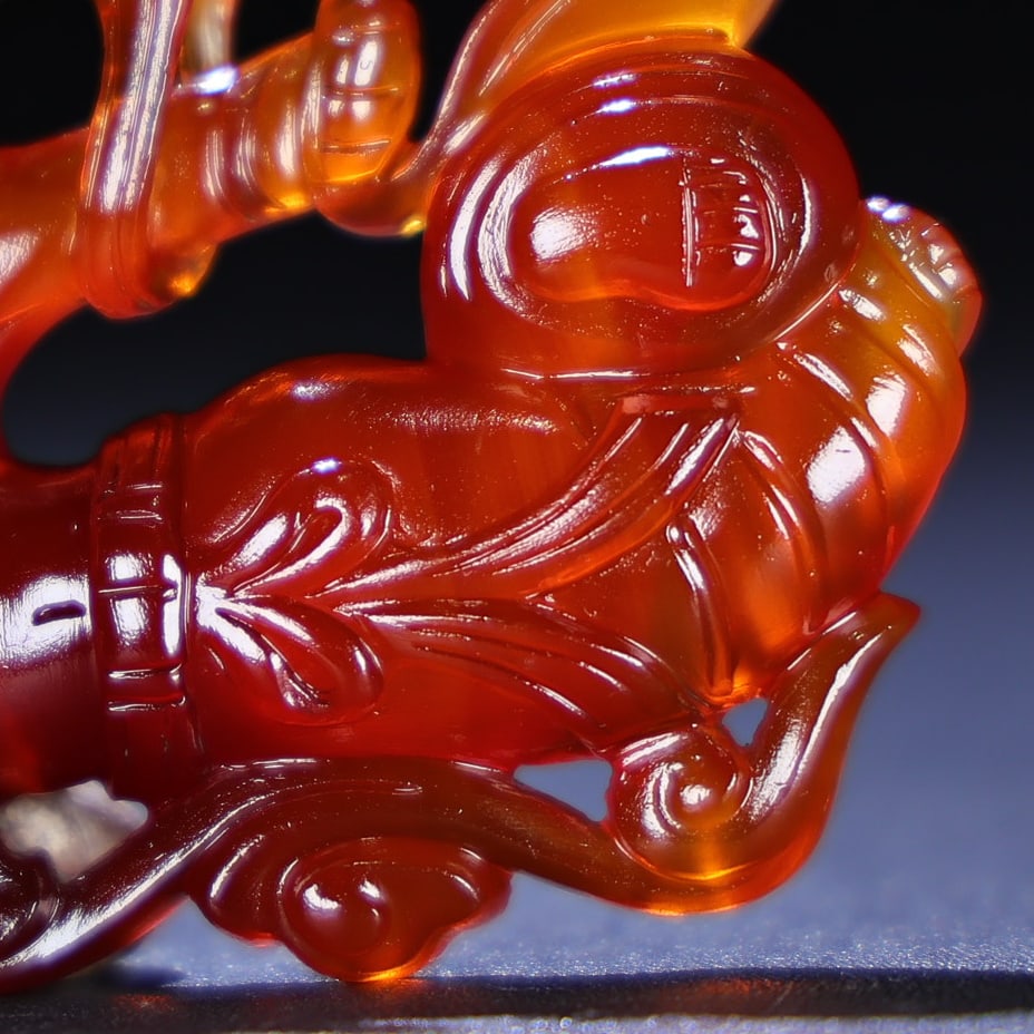Red Agate Hand Carved Feitian Girl Pendant Statue - 5