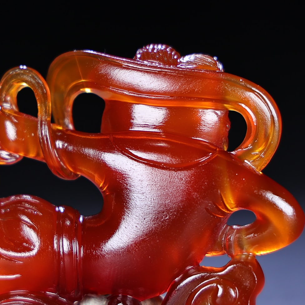 Red Agate Hand Carved Feitian Girl Pendant Statue - 7