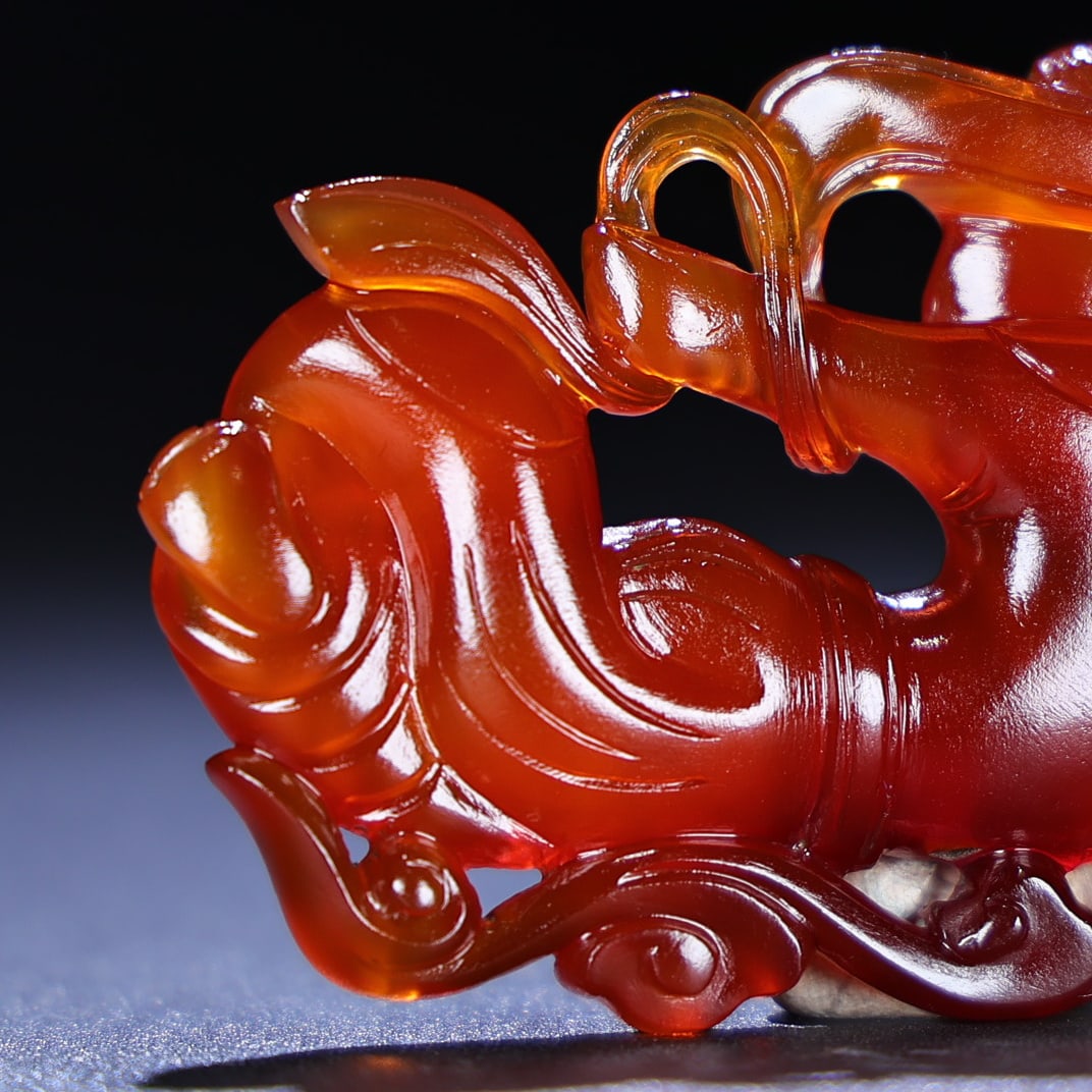 Red Agate Hand Carved Feitian Girl Pendant Statue - 9