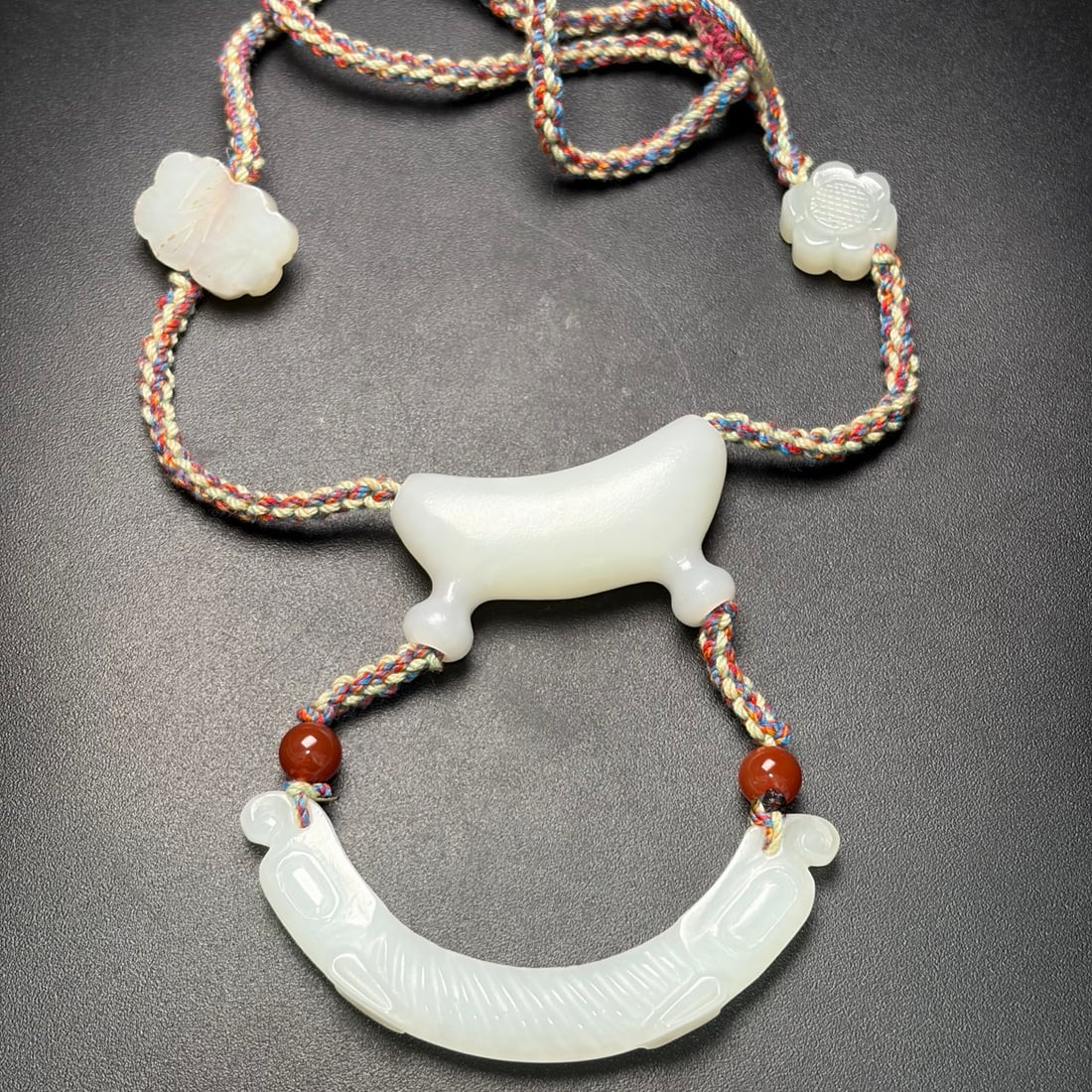 Hand-Woven Natural Hetian Jade Necklace - 2