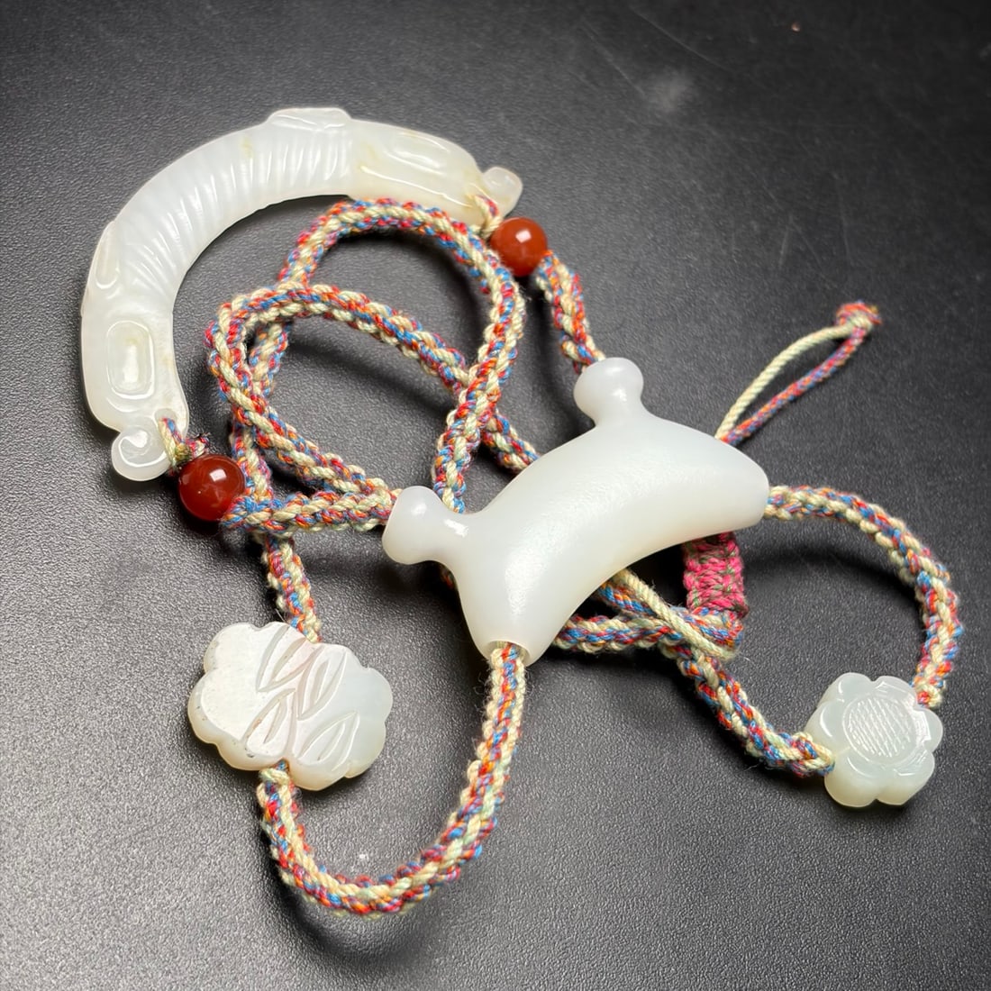 Hand-Woven Natural Hetian Jade Necklace - 3