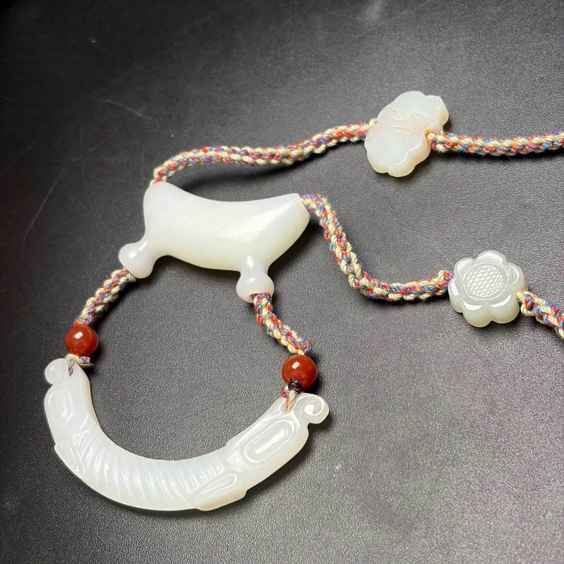 Hand-Woven Natural Hetian Jade Necklace - 4