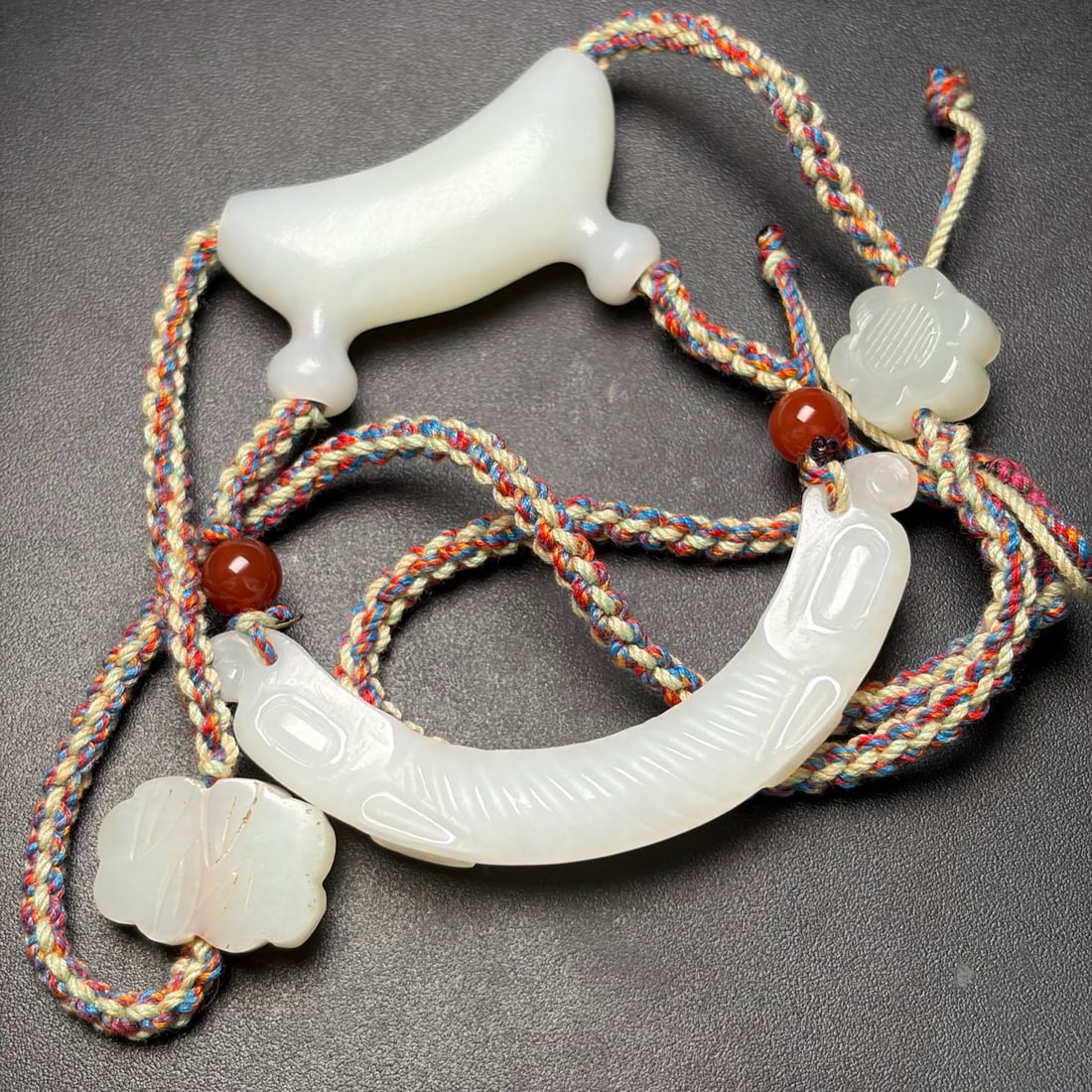 Hand-Woven Natural Hetian Jade Necklace - 7