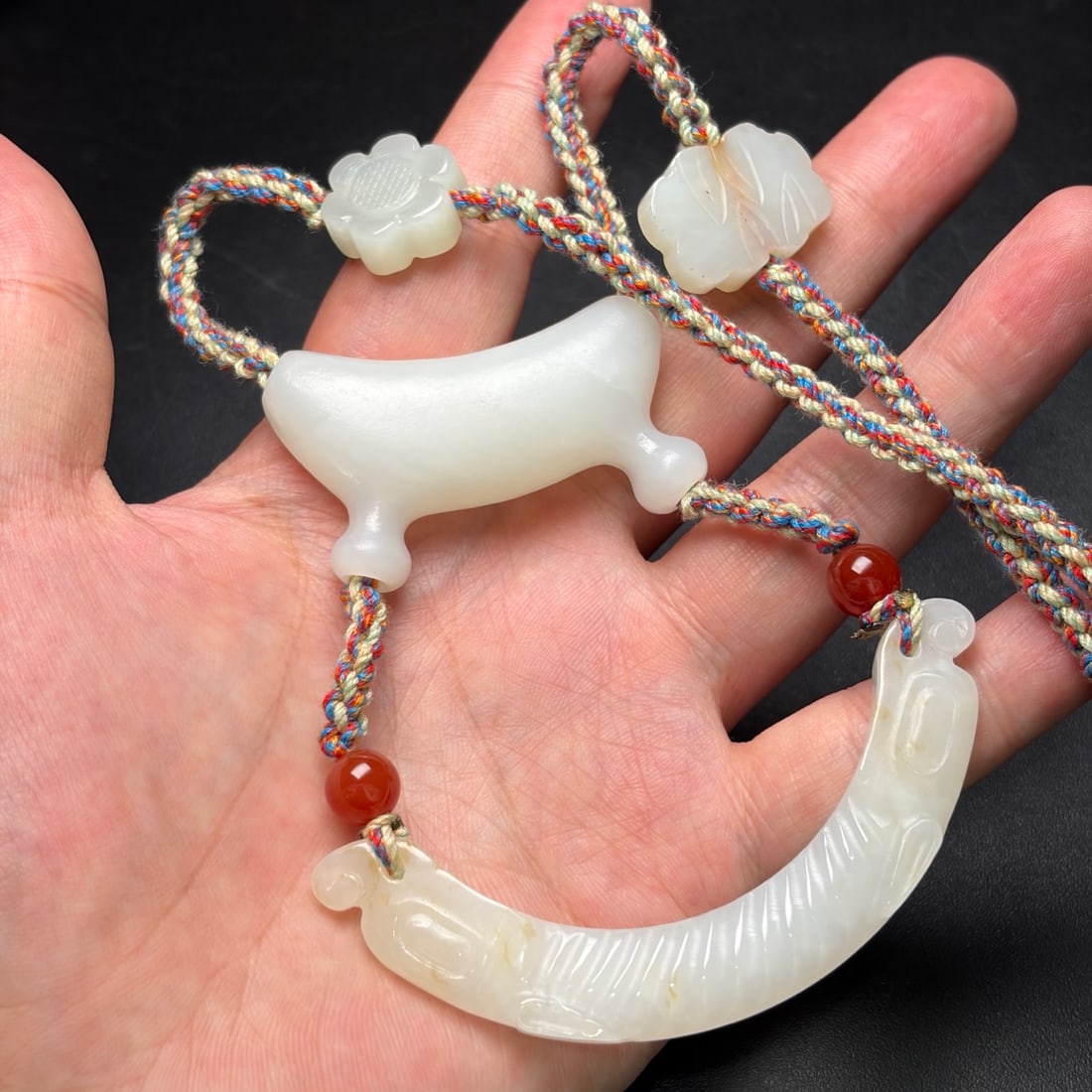 Hand-Woven Natural Hetian Jade Necklace - 8