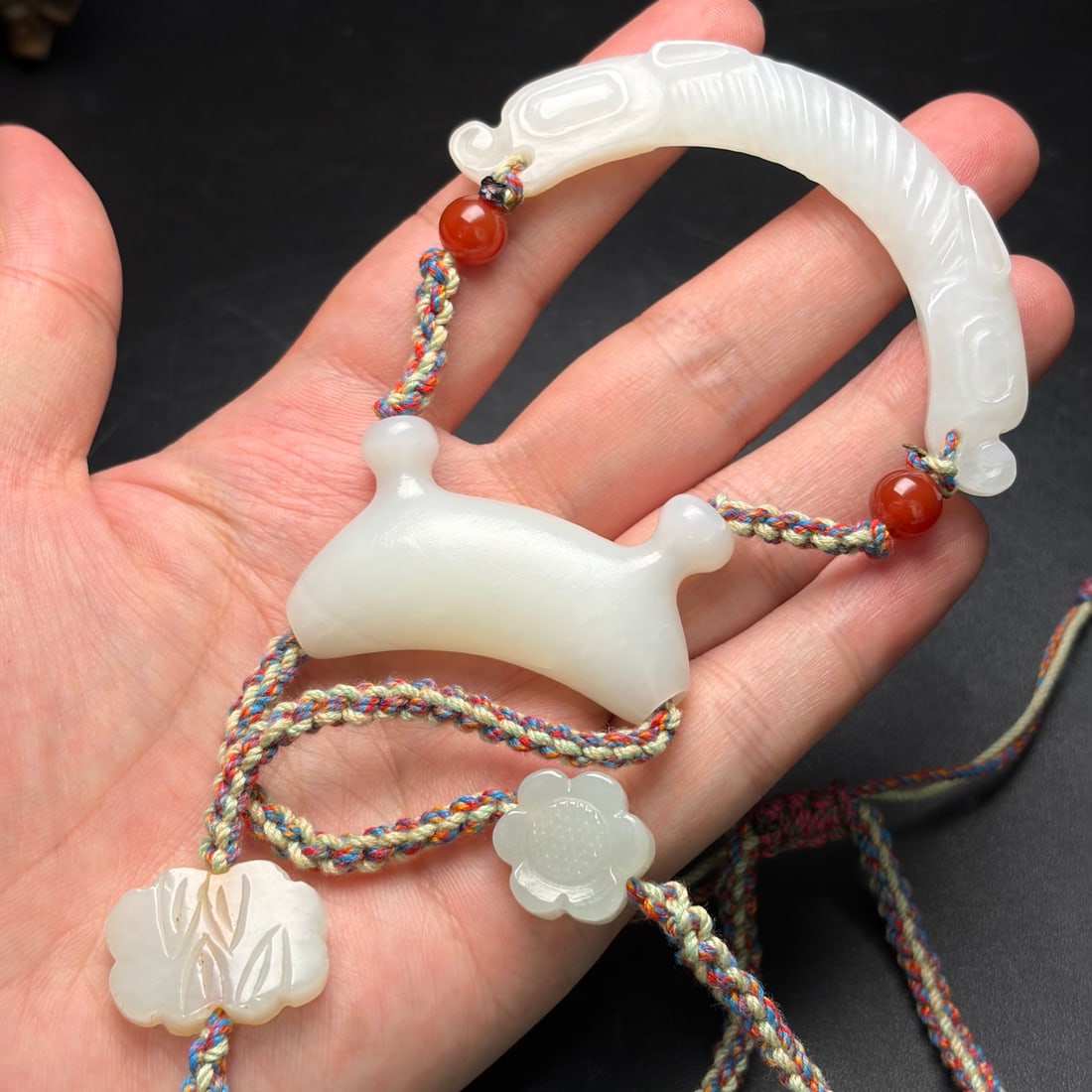 Hand-Woven Natural Hetian Jade Necklace - 9