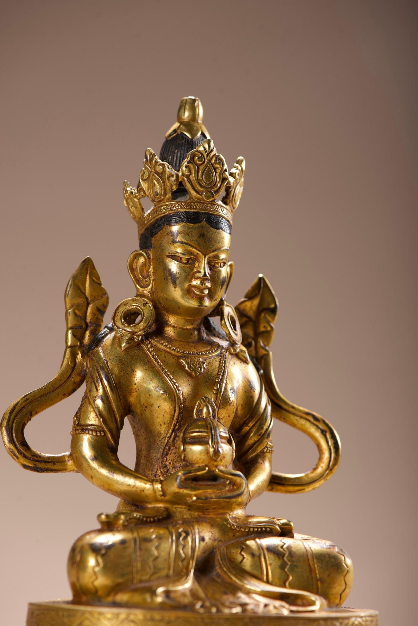 Old Gilt Gold Bronze Buddha Statue - 2