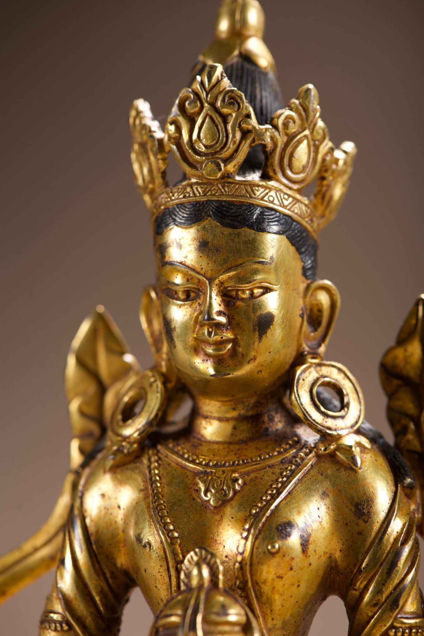 Old Gilt Gold Bronze Buddha Statue - 3