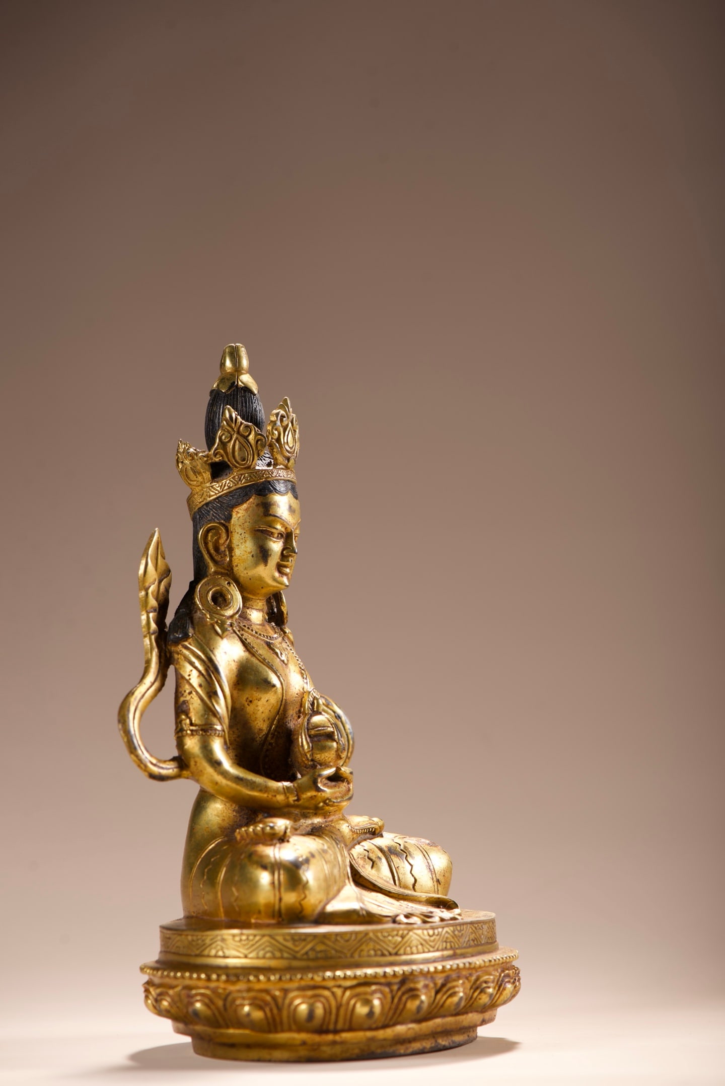 Old Gilt Gold Bronze Buddha Statue - 6