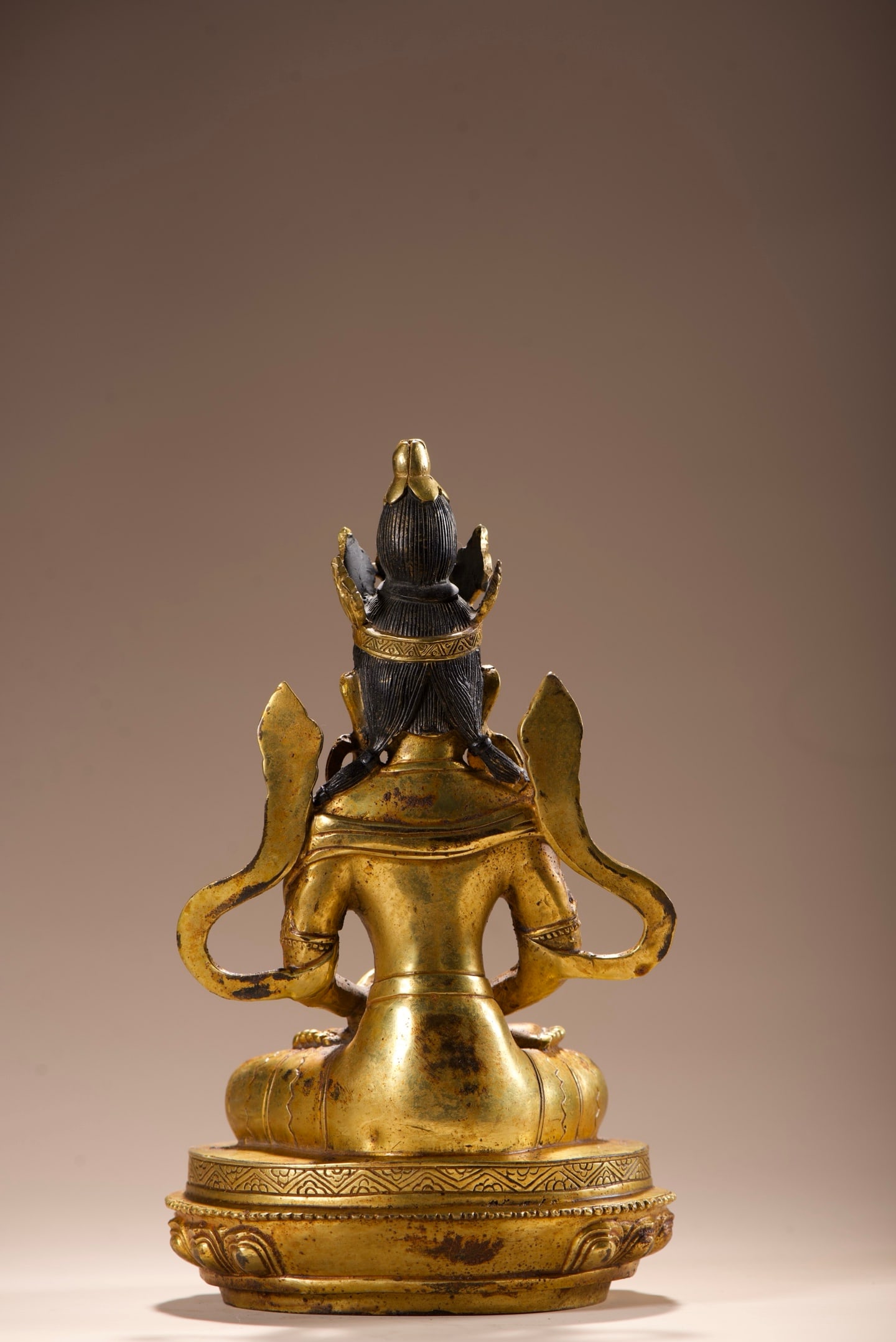Old Gilt Gold Bronze Buddha Statue - 7